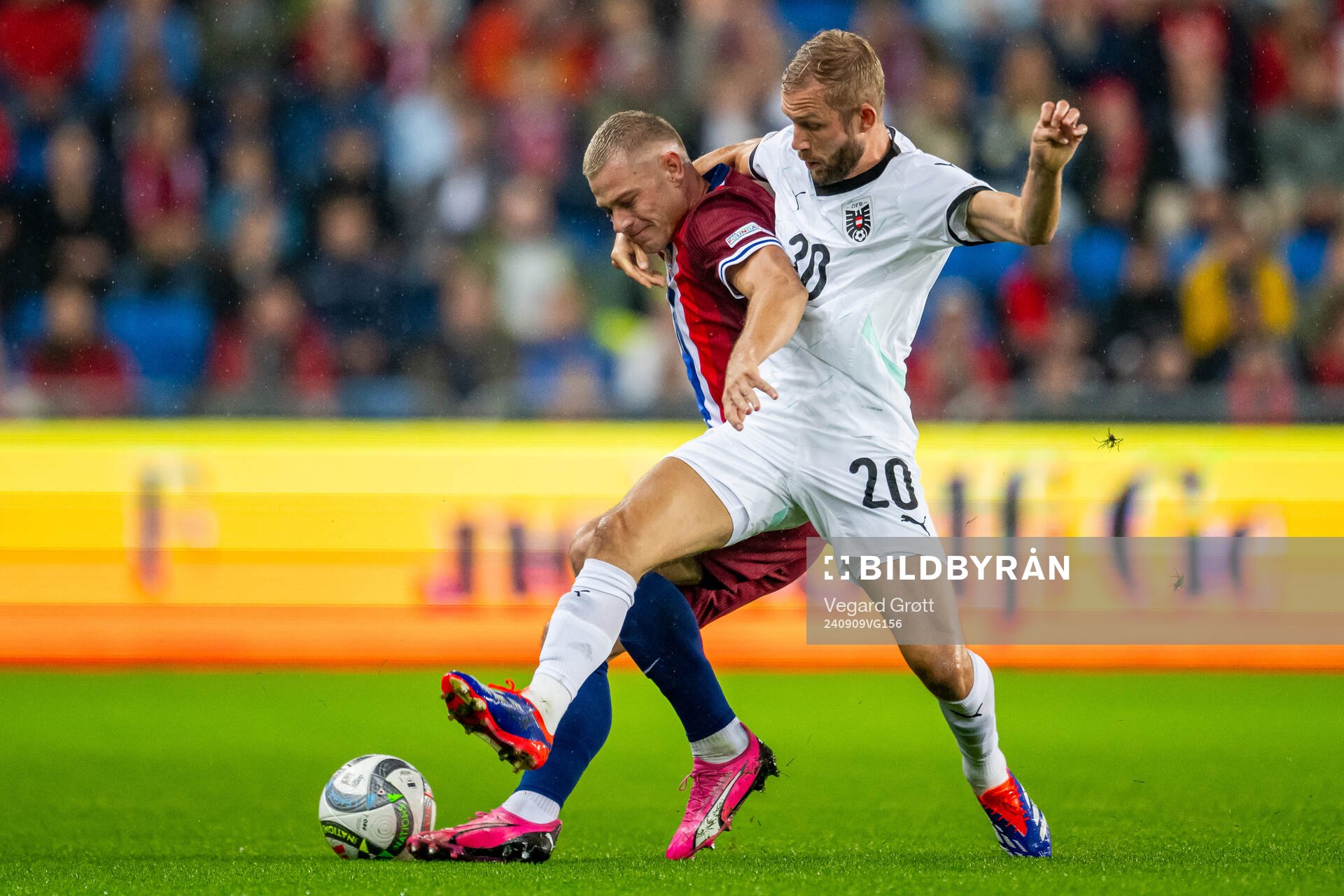 Julian Ryerson of Norway and Konrad Laimer of Austria