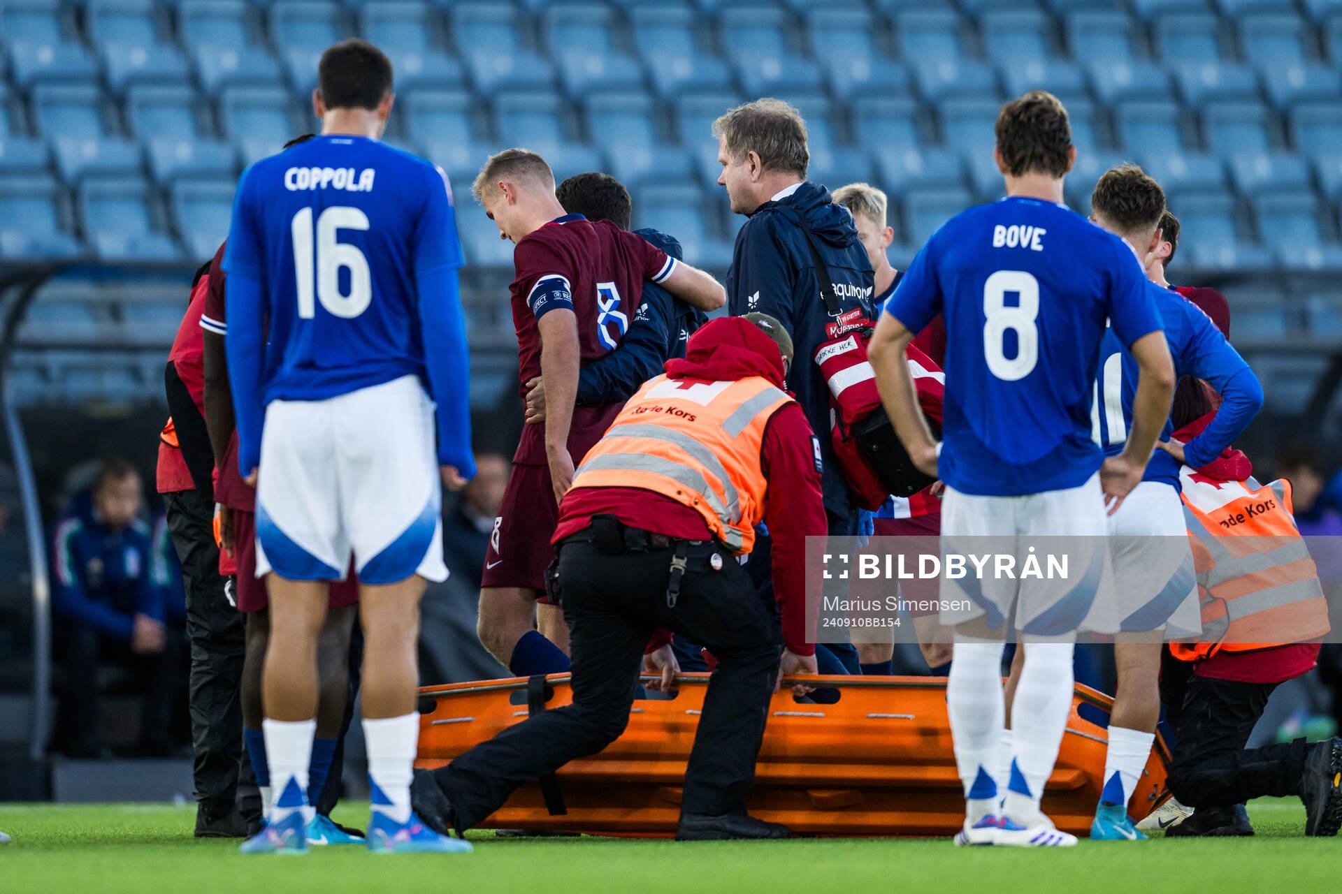 Sivert Heggheim Mannsverk of Norway leaves the pitch