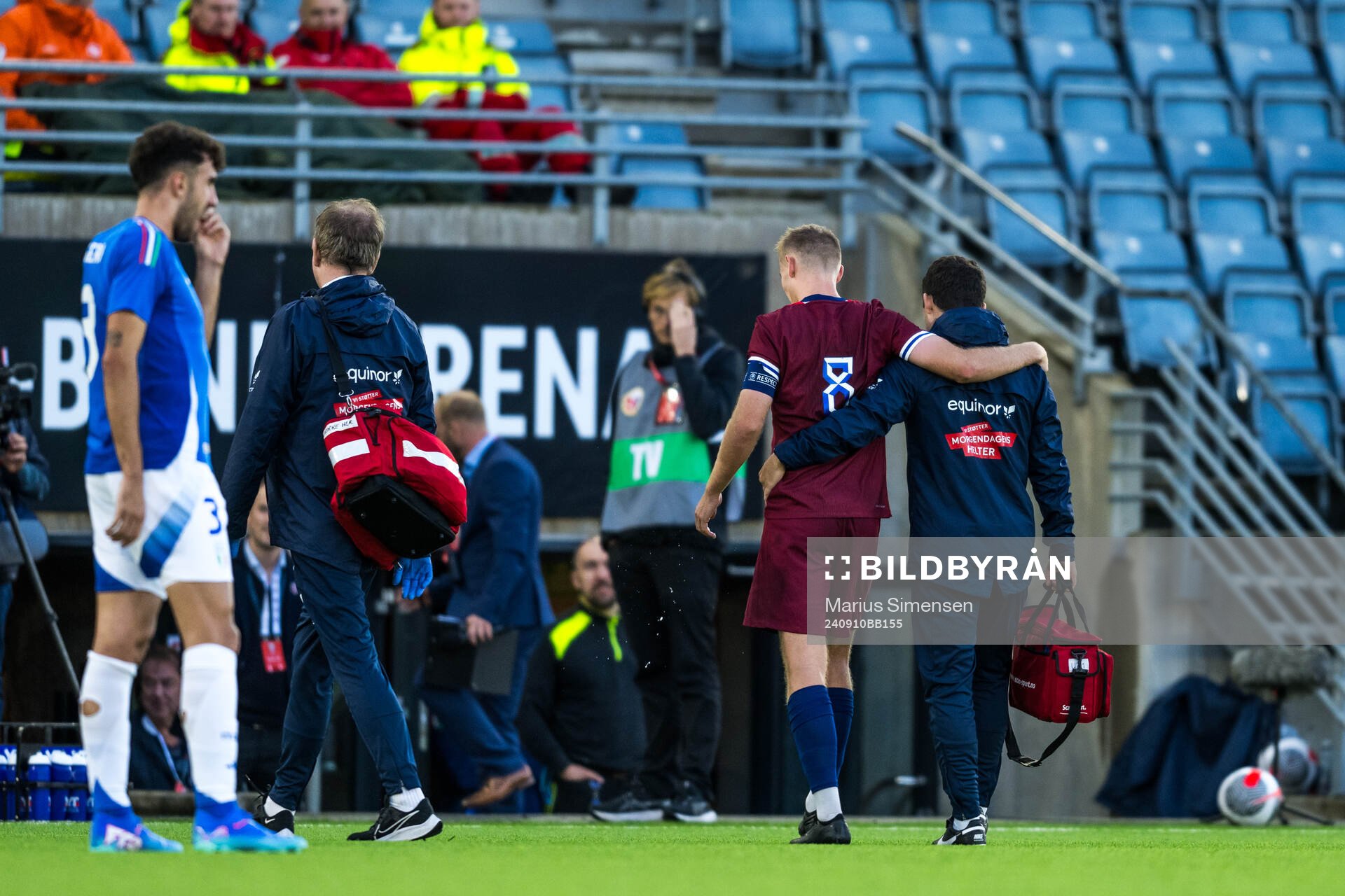 Sivert Heggheim Mannsverk of Norway leaves the pitch