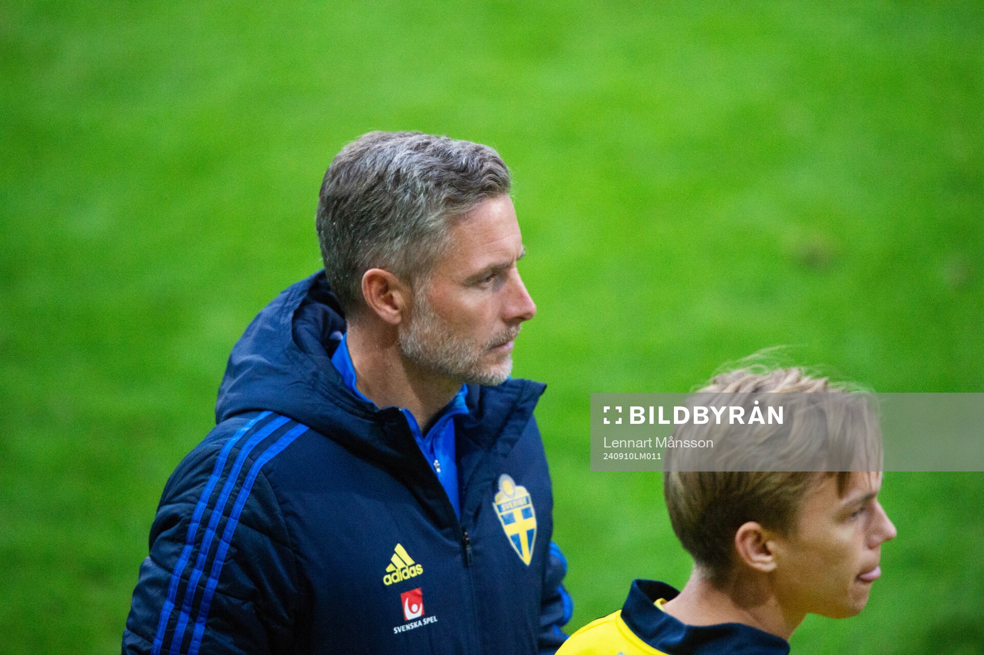 Sveriges förbundskapten Axel Kjäll och Pontus Dahbo i U20