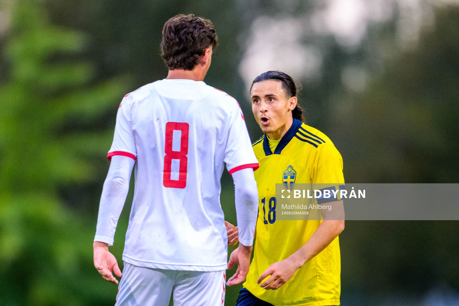 Amin Boudri of Sweden during the U20 football match between Sweden and Denmark on September 10, 2024 in Hässleholm. 