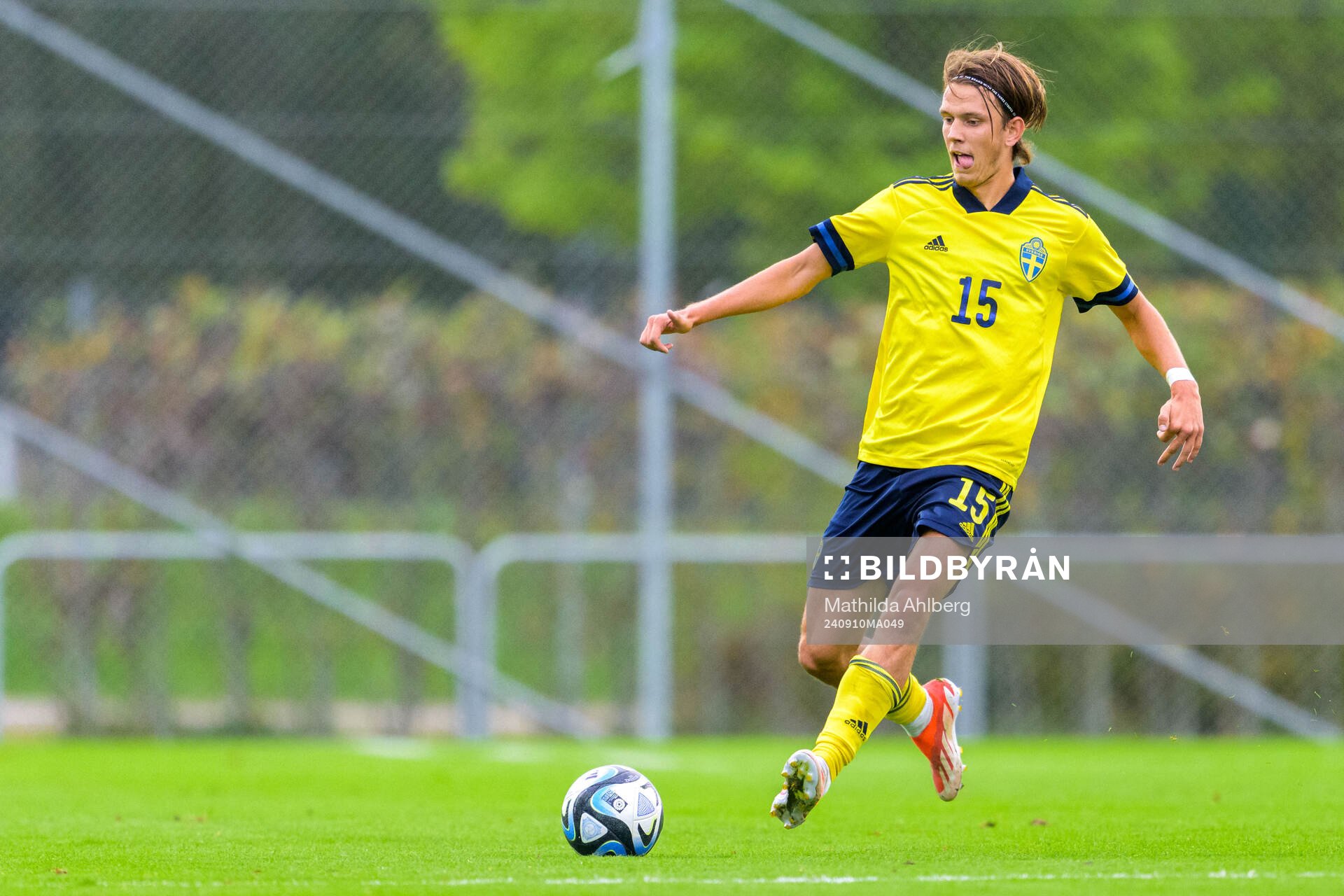 Kazper Karlsson of Sweden during the U20 football match between Sweden and Denmark on September 10, 2024 in Hässleholm. 