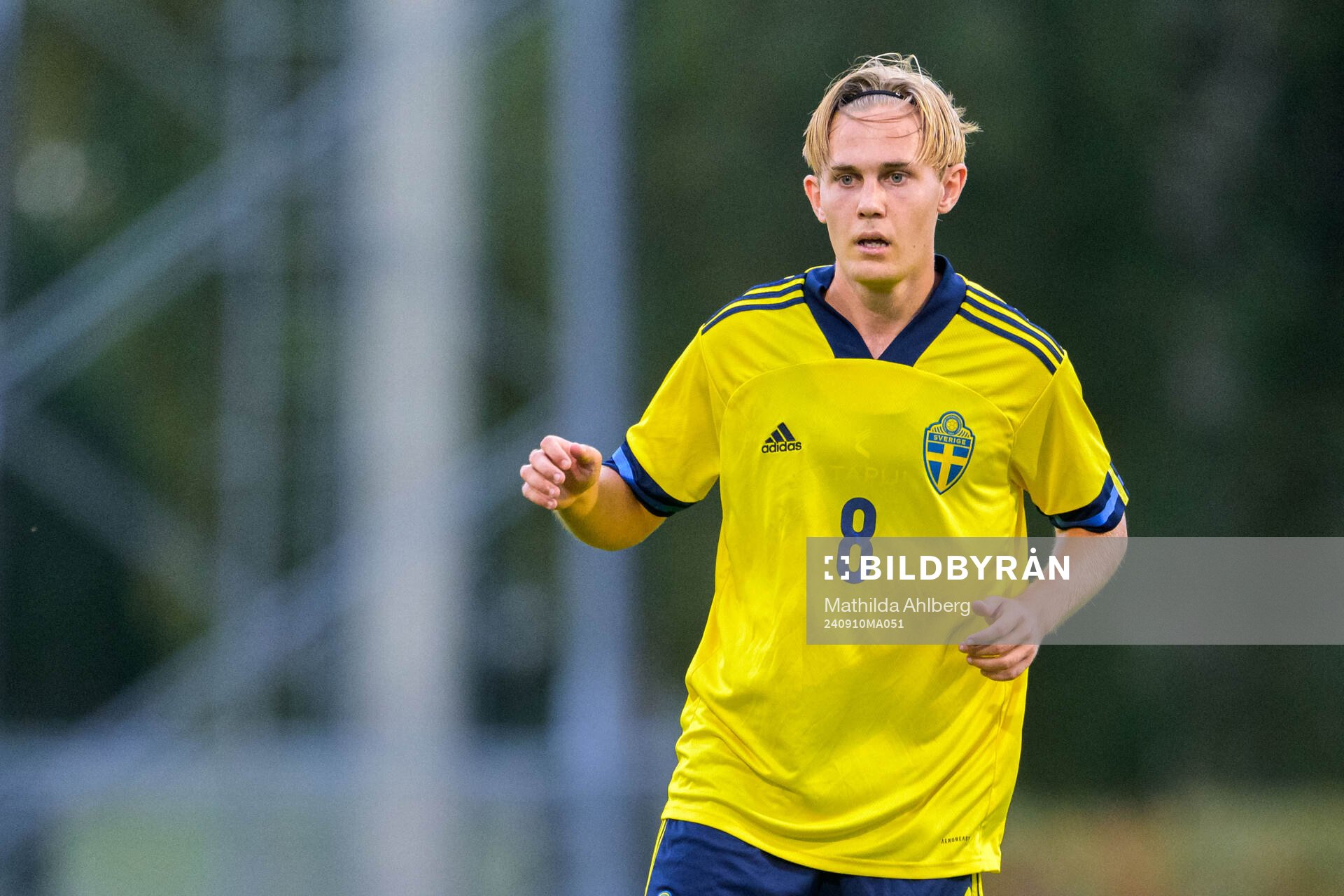 Adam Hermansson of Sweden during the U20 football match between Sweden and Denmark on September 10, 2024 in Hässleholm. 