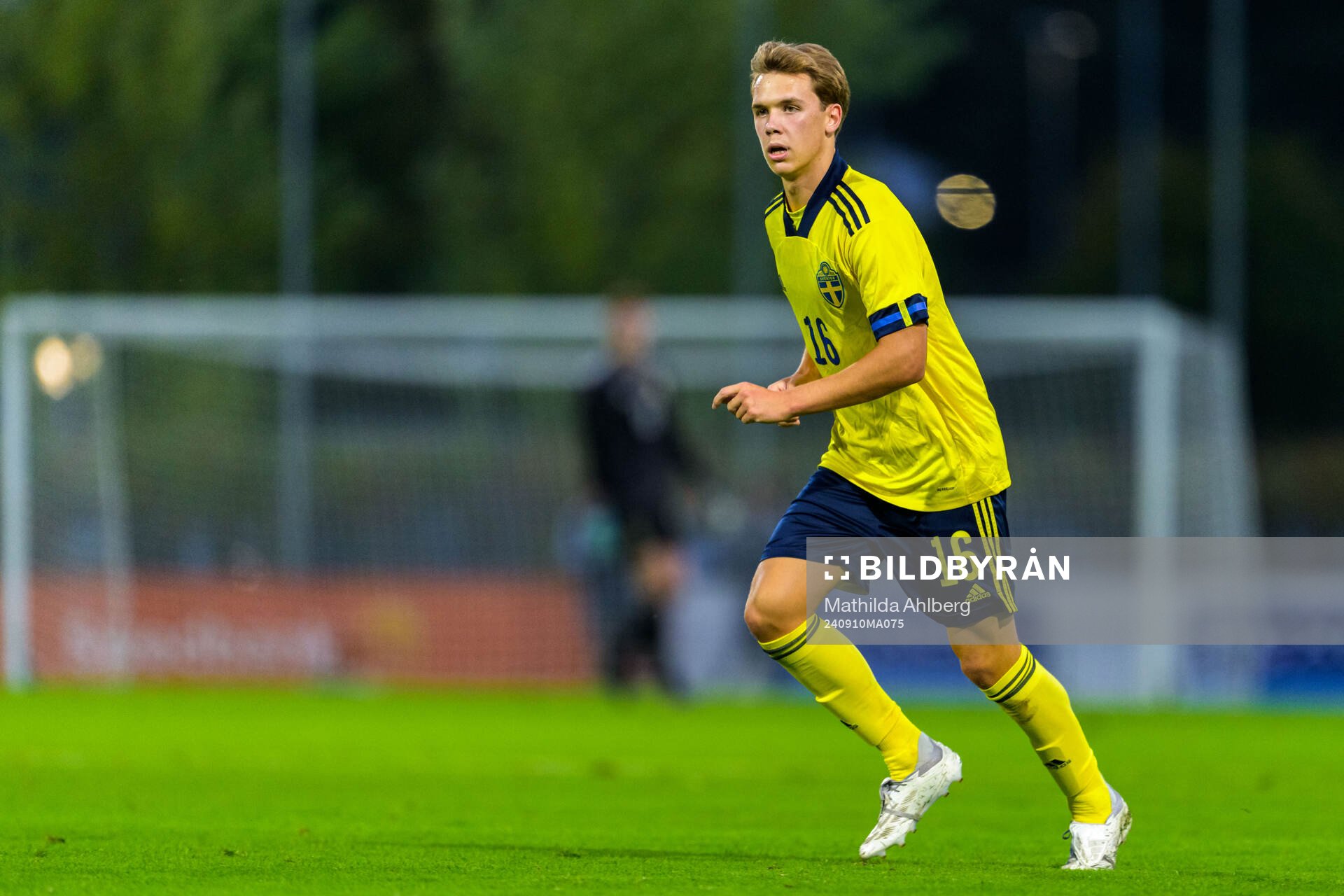 Ture Sandberg of Sweden during the U20 football match between Sweden and Denmark on September 10, 2024 in Hässleholm. 