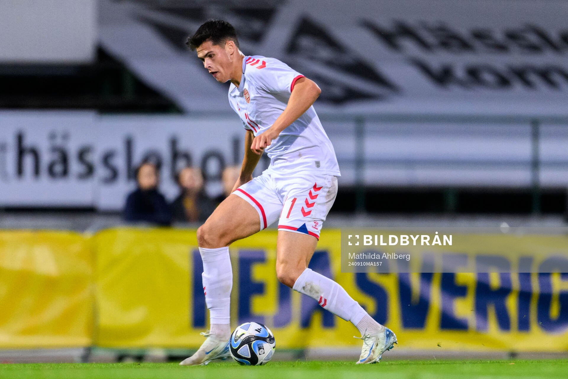 Luca Kjerrumgaard of Denmark during the U20 football match between Sweden and Denmark on September 10, 2024 in Hässleholm. 