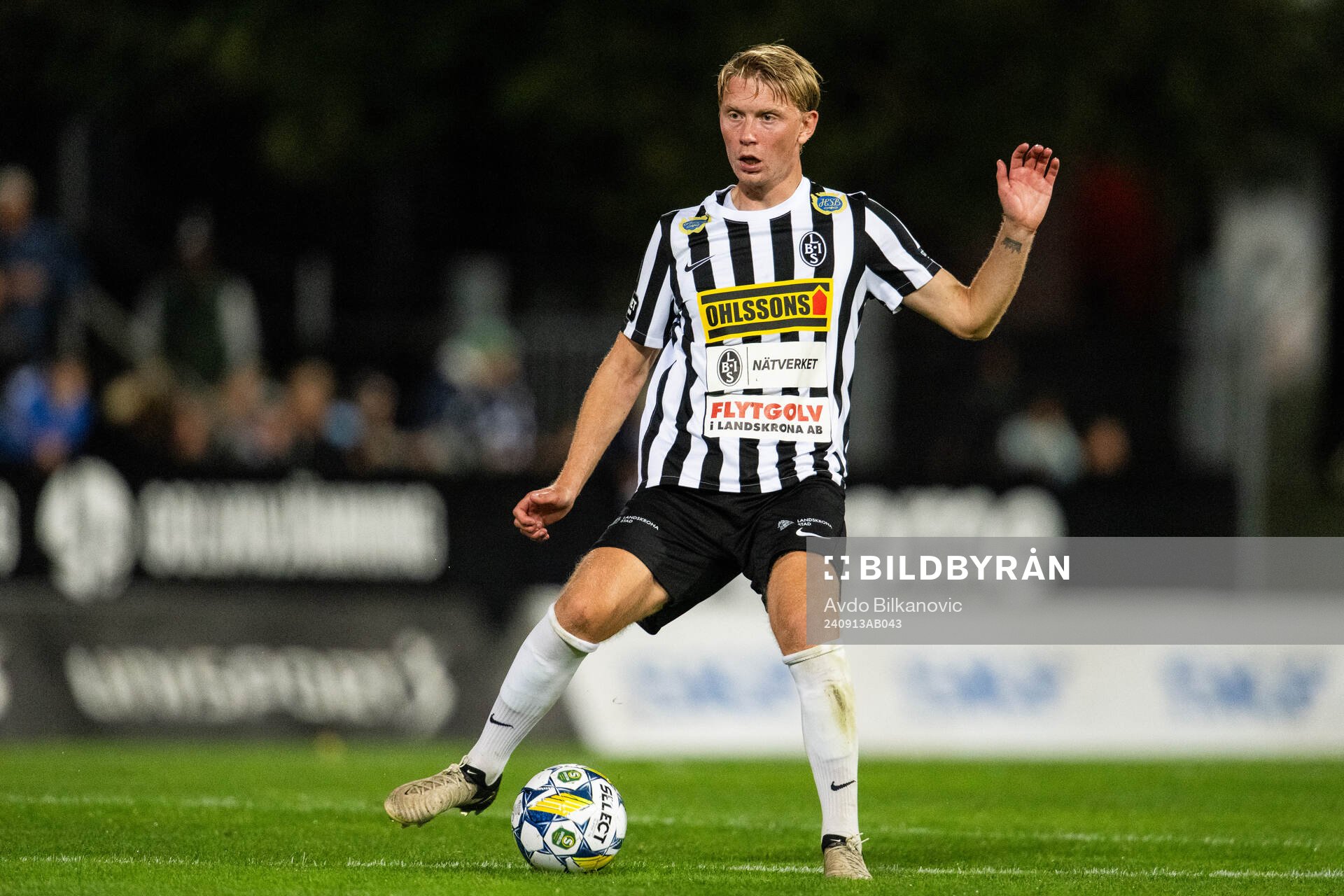 Landskronas Adam Egnell under fotbollsmatchen i Superettan mellan Landskrona och Öster den 13 september 2024 i Landskrona. 
