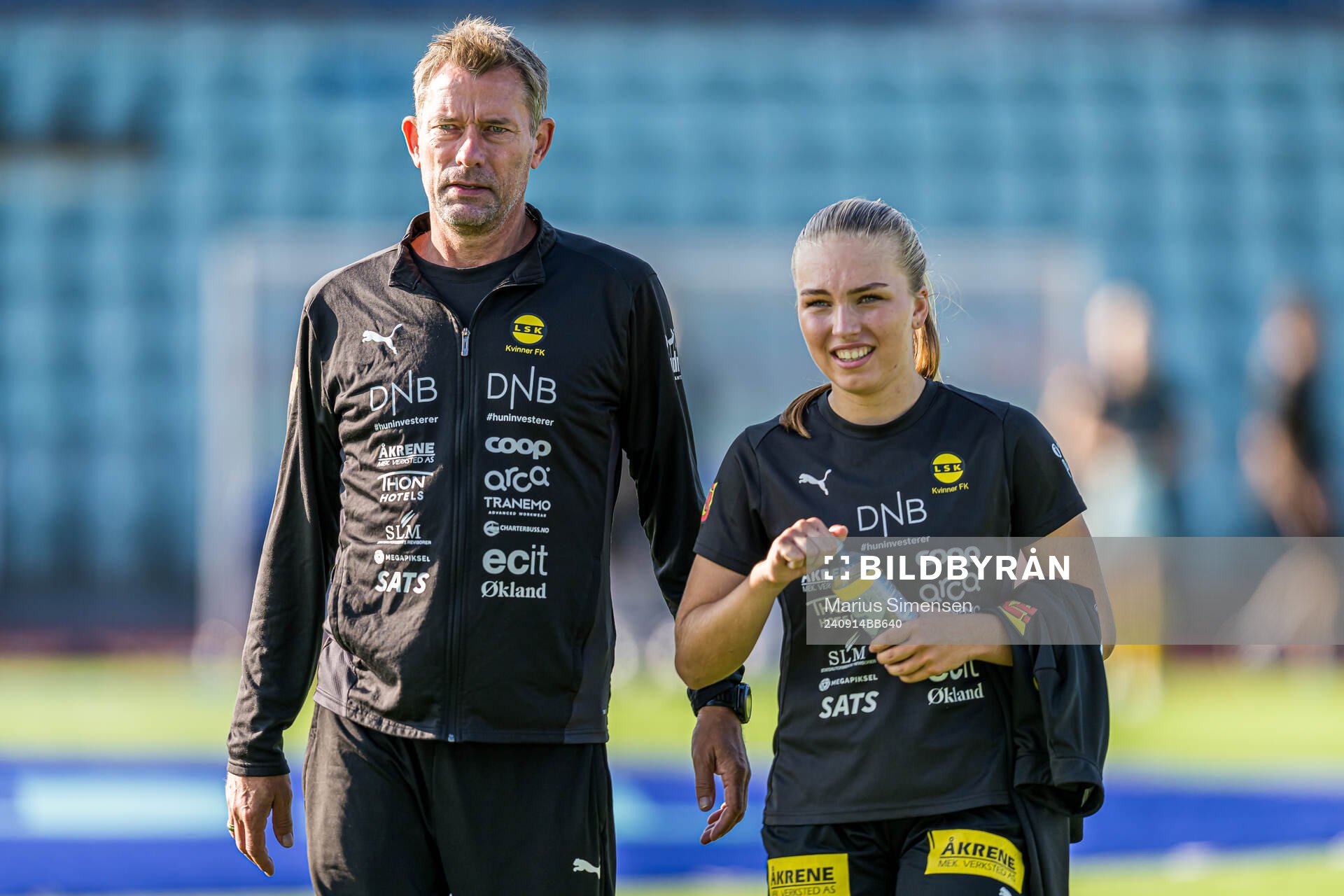 André Bergdølmo, head coach of LSK Kvinner, and Eva