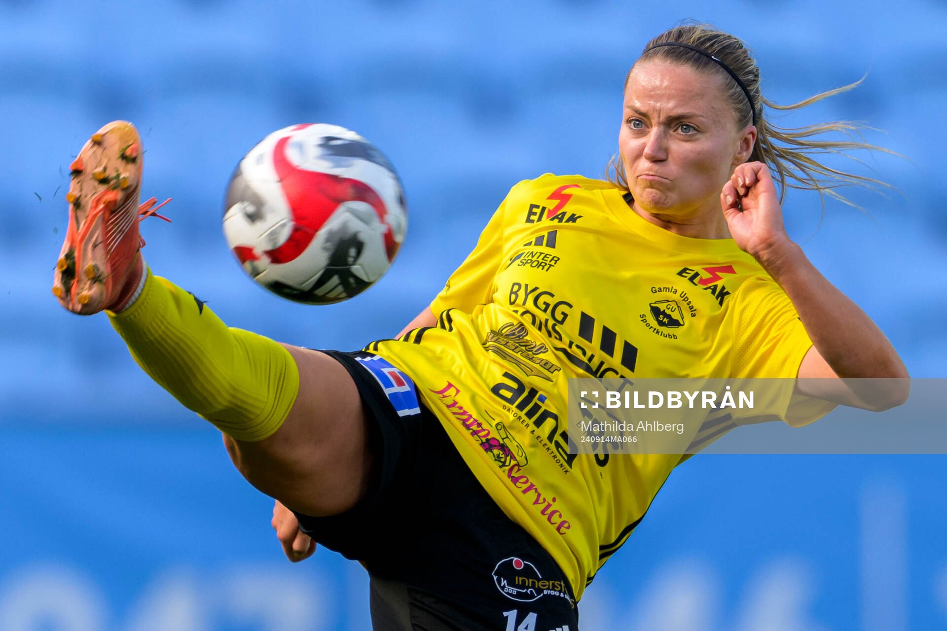 Gamla Upsalas Ebba Costow under fotbollsmatchen i Elitettan mellan Malmö FF och Gamla Upsala den 14 september 2024 i Malmö. 