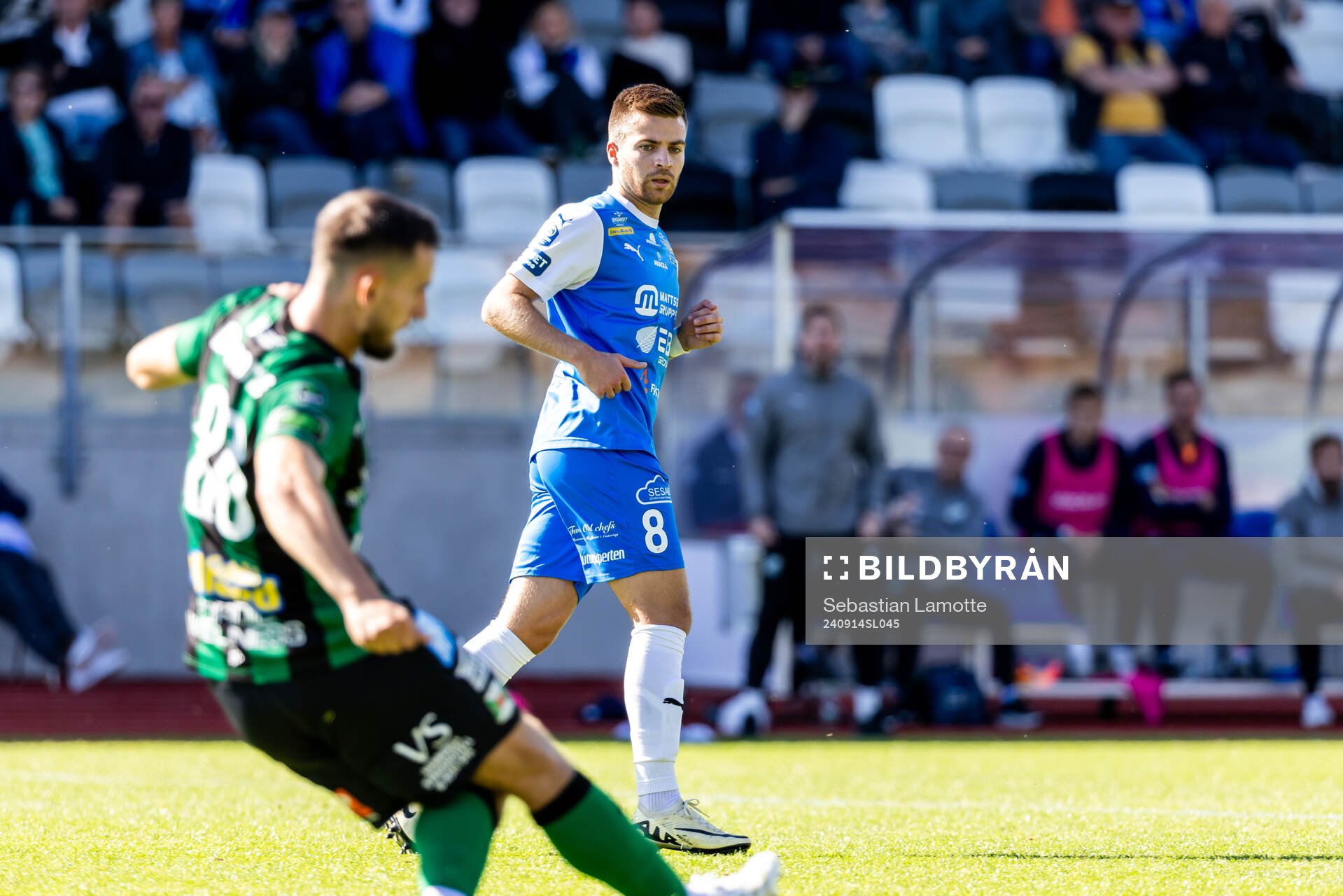 IK Oddevolds Oscar Iglicar Berntsson under fotbollsmatchen i Superettan mellan IK Oddevold och Varberg den 14 september 2024 i Uddevalla.