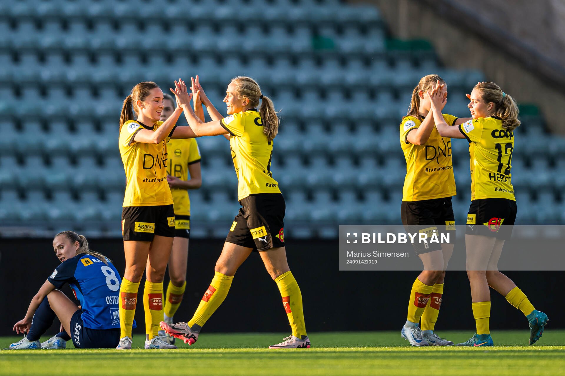 Nora Marie Stærk and Eva Amanda Johnsson Haahr of LSK Kvinner celebrates after the Toppserien football match between Stabæk and LSK Kvinner on September 14, 2024 in Bekkestua.