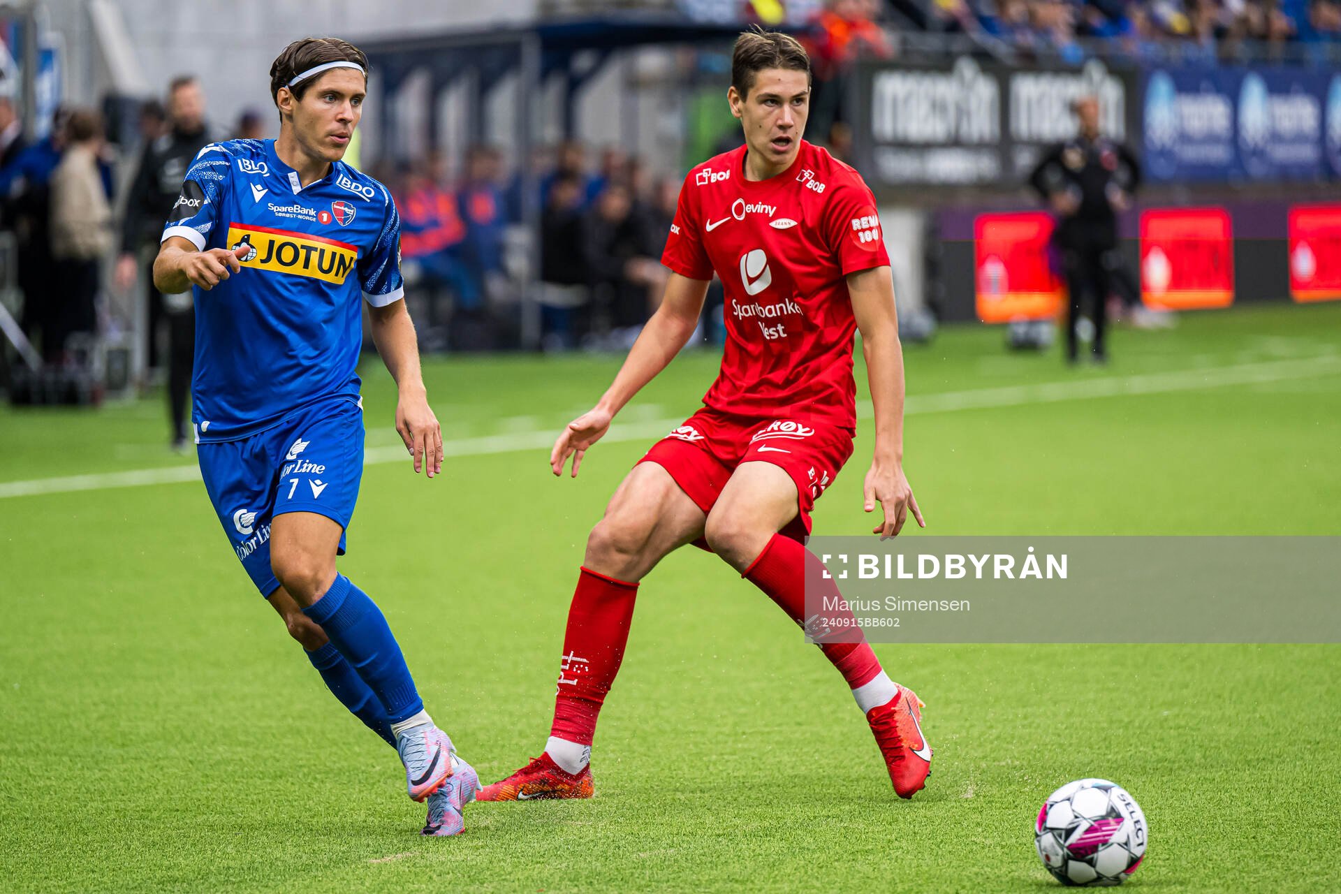 Eman Markovic of Sandefjord and Eivind Helland of Brann