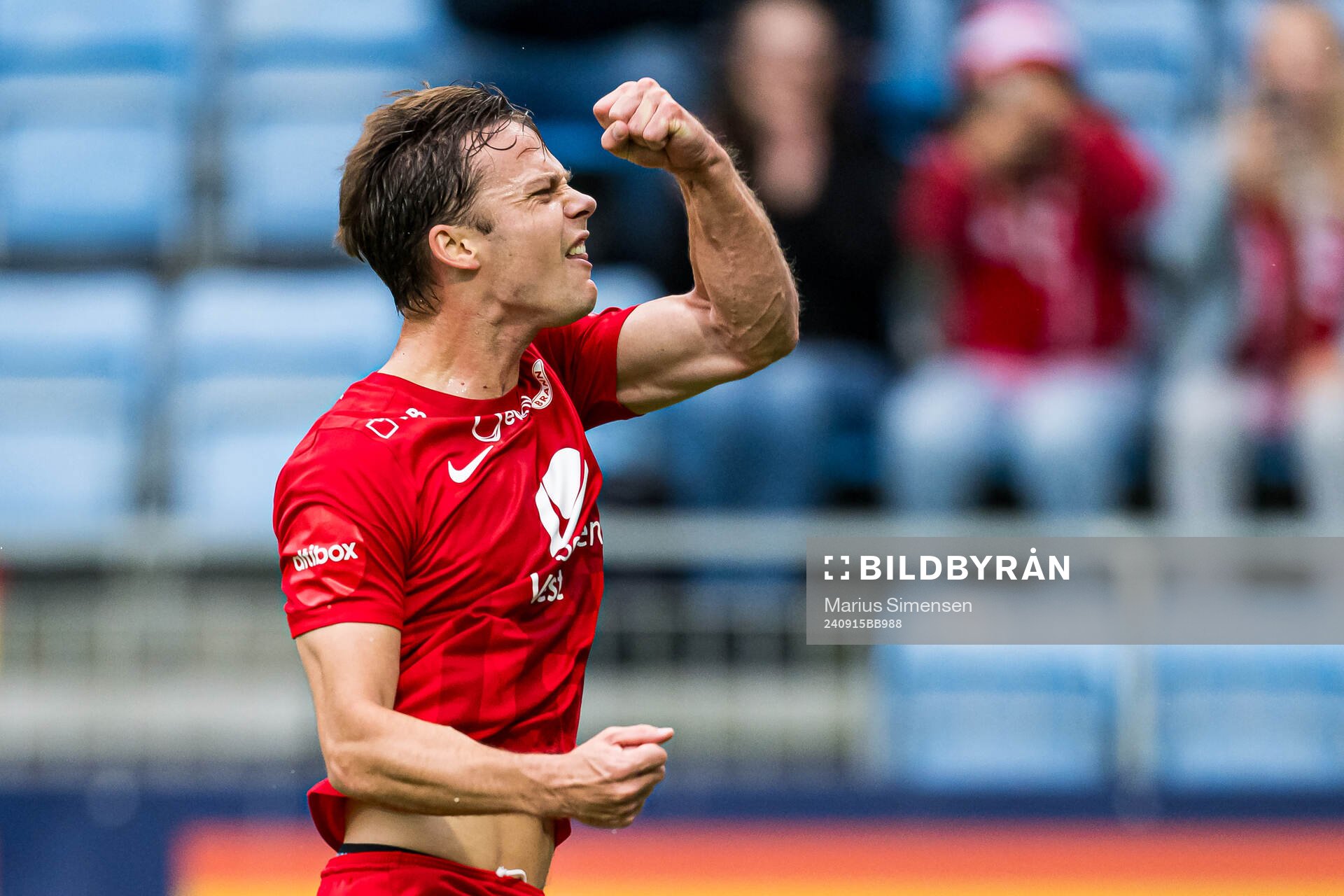 Felix Horn Myhre of Brann celebrates