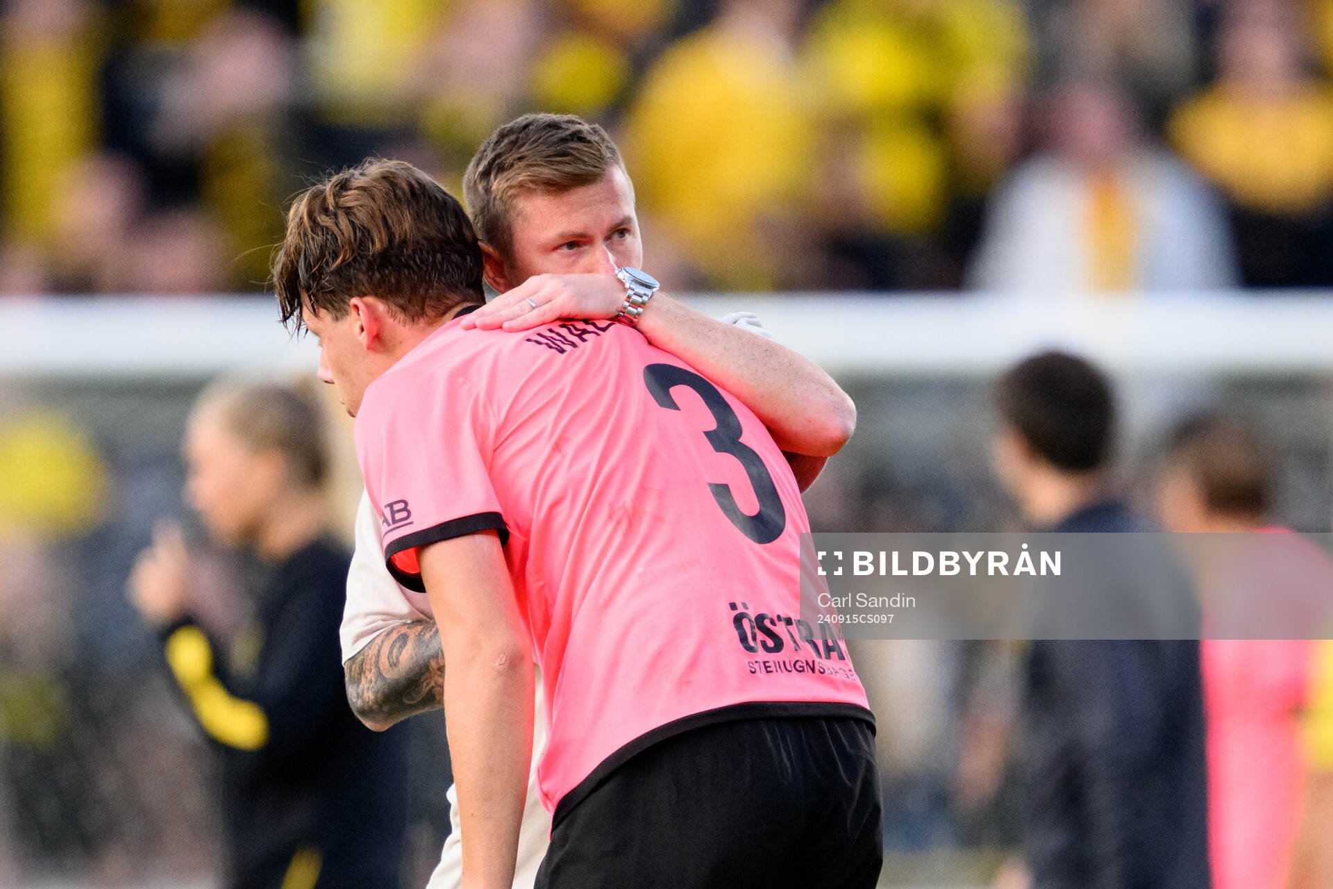 Halmstads huvudtränare Johan Lindholm och Gabriel Wallentin
