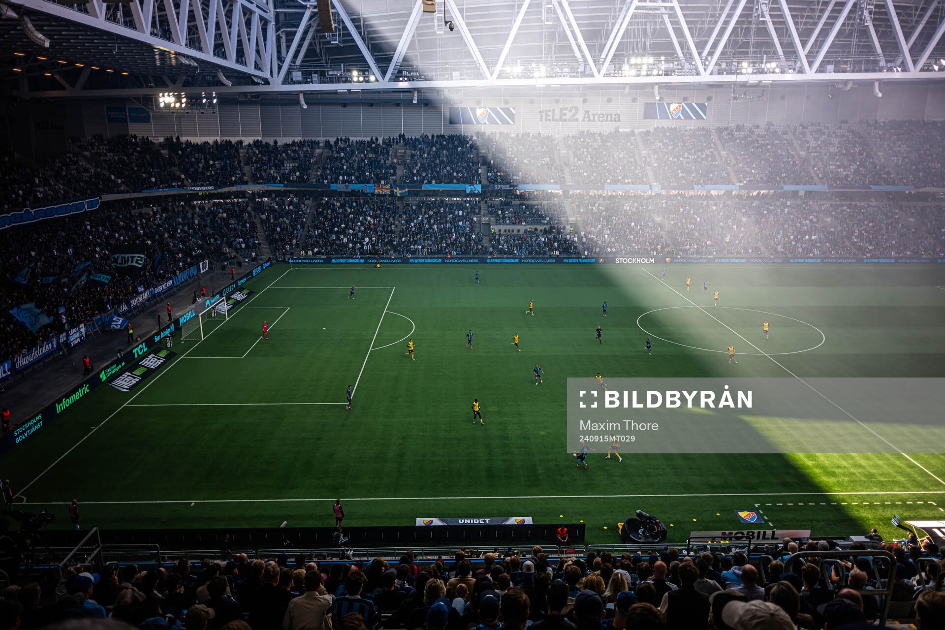 Vy över fotbollsmatchen i Allsvenskan mellan Djurgården