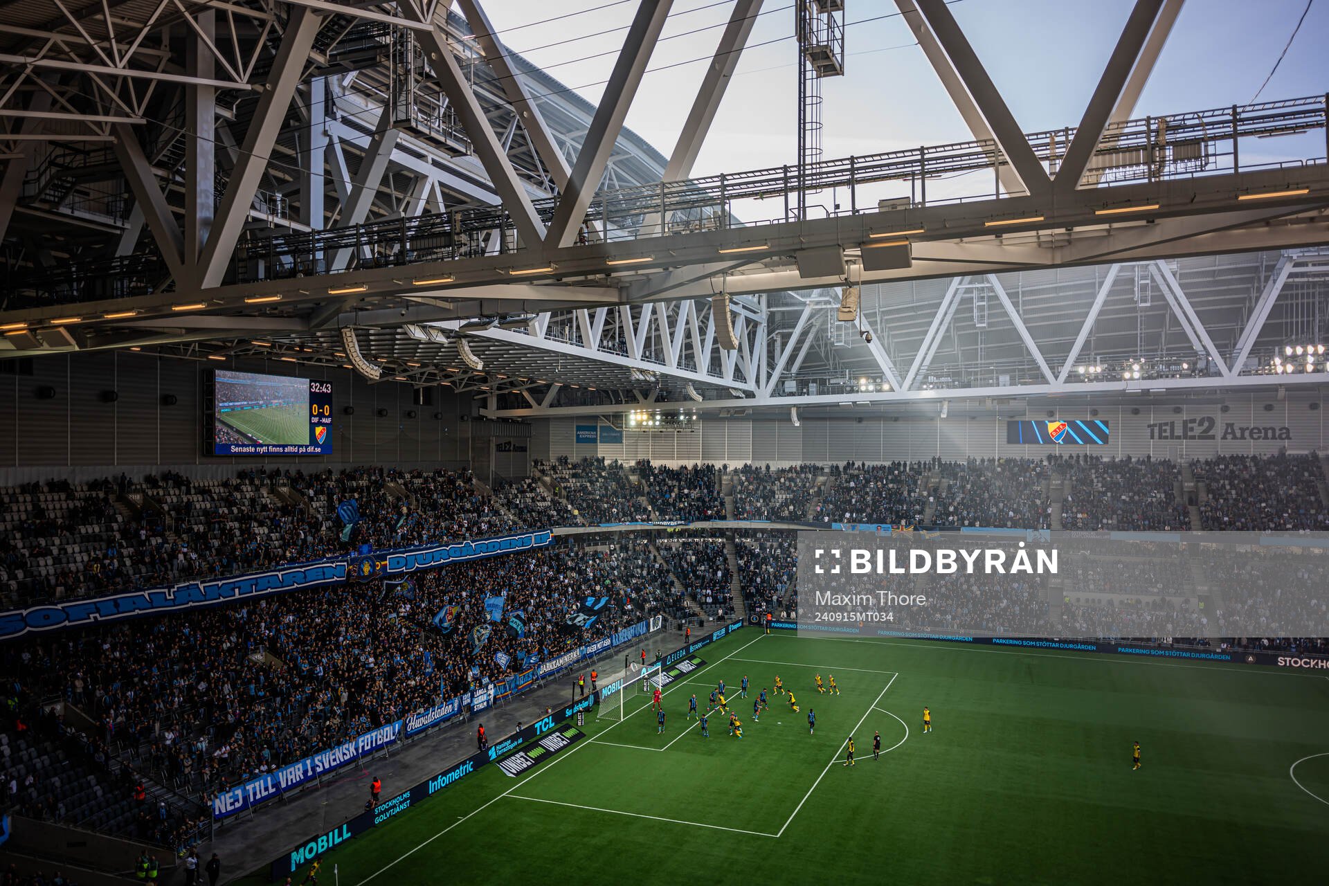 Vy över fotbollsmatchen i Allsvenskan mellan Djurgården