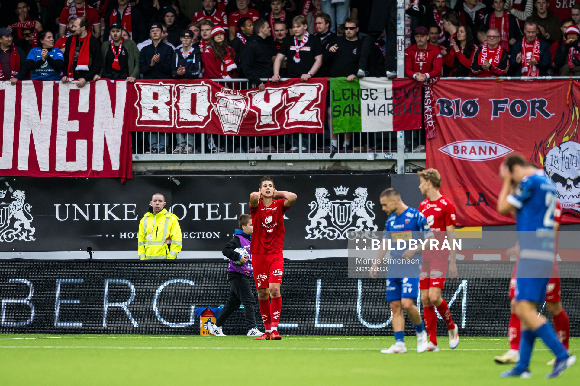 Eivind Helland of Brann looks dejected