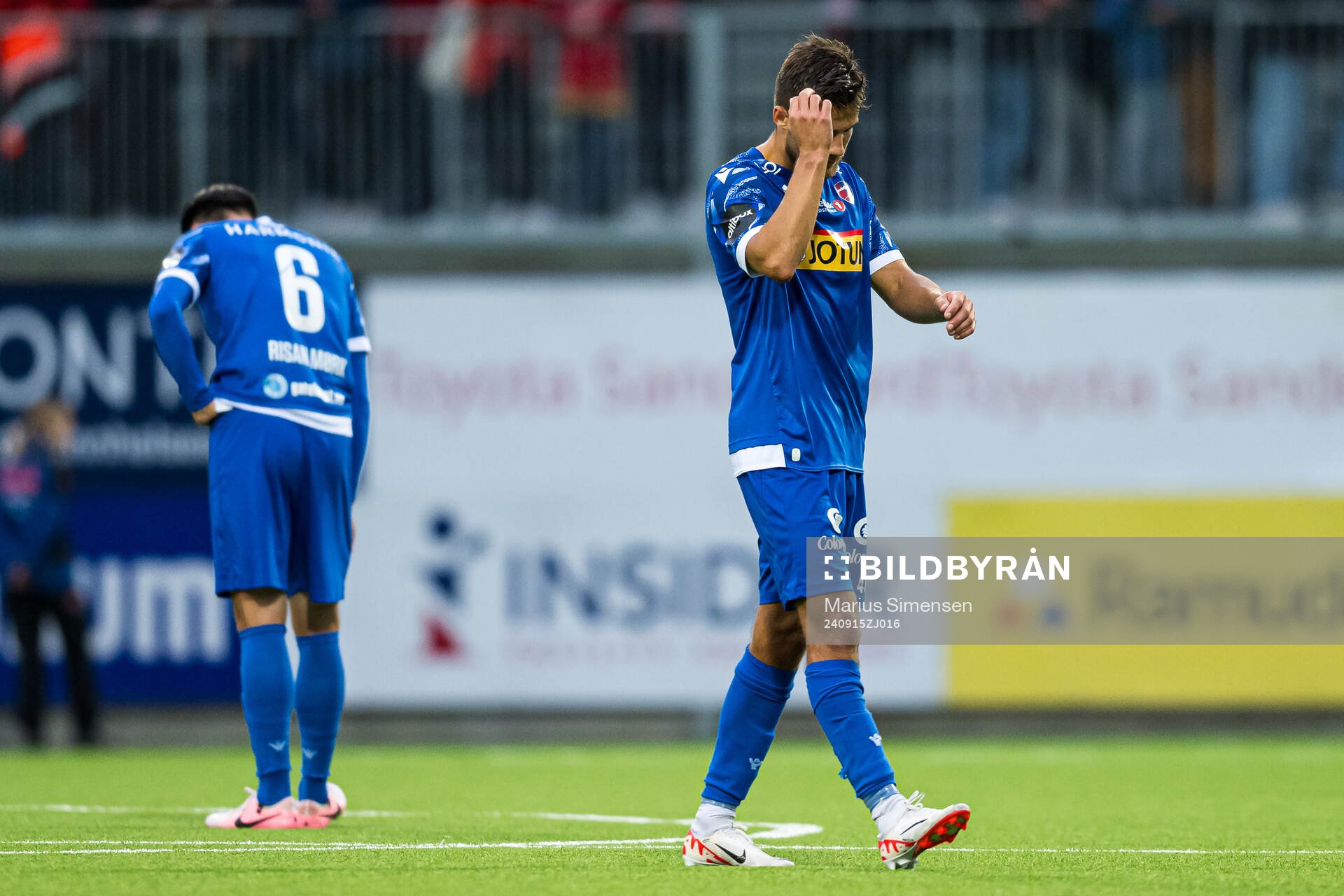 Stian Kristiansen of Sandefjord looks dejected