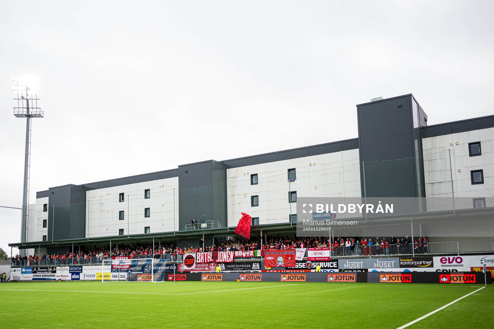 Spectators in the stands ahead of the Eliteserien match between Sandefjord and Brann on September 15, 2024 in Sandefjord. 