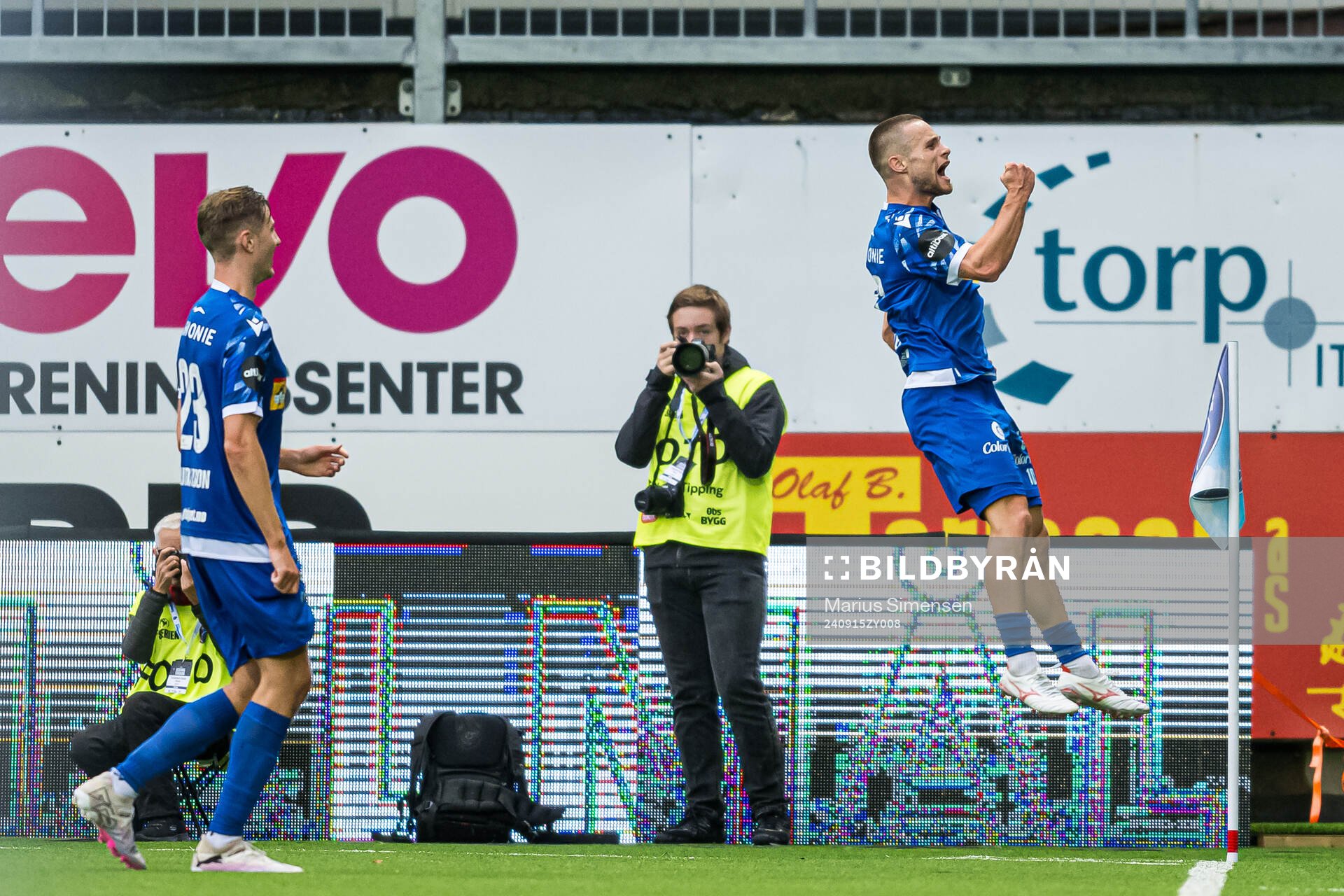Loris Mettler of Sandefjord celebrates