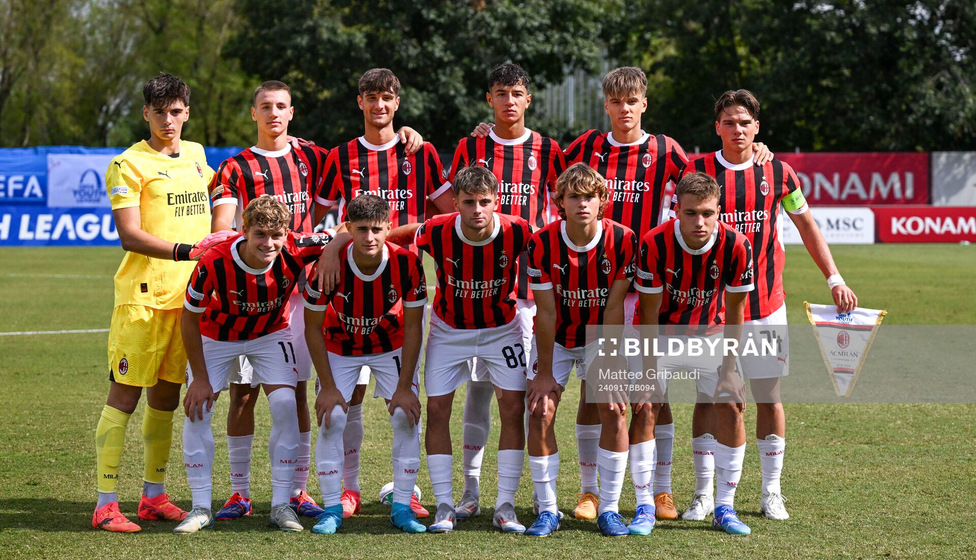 Milan teamgroup with Maximilian Ibrahimovic (11) before the Uefa Youth League game between AC Milan vs Liverpool on September 17, 2024 in Milan, Italy.