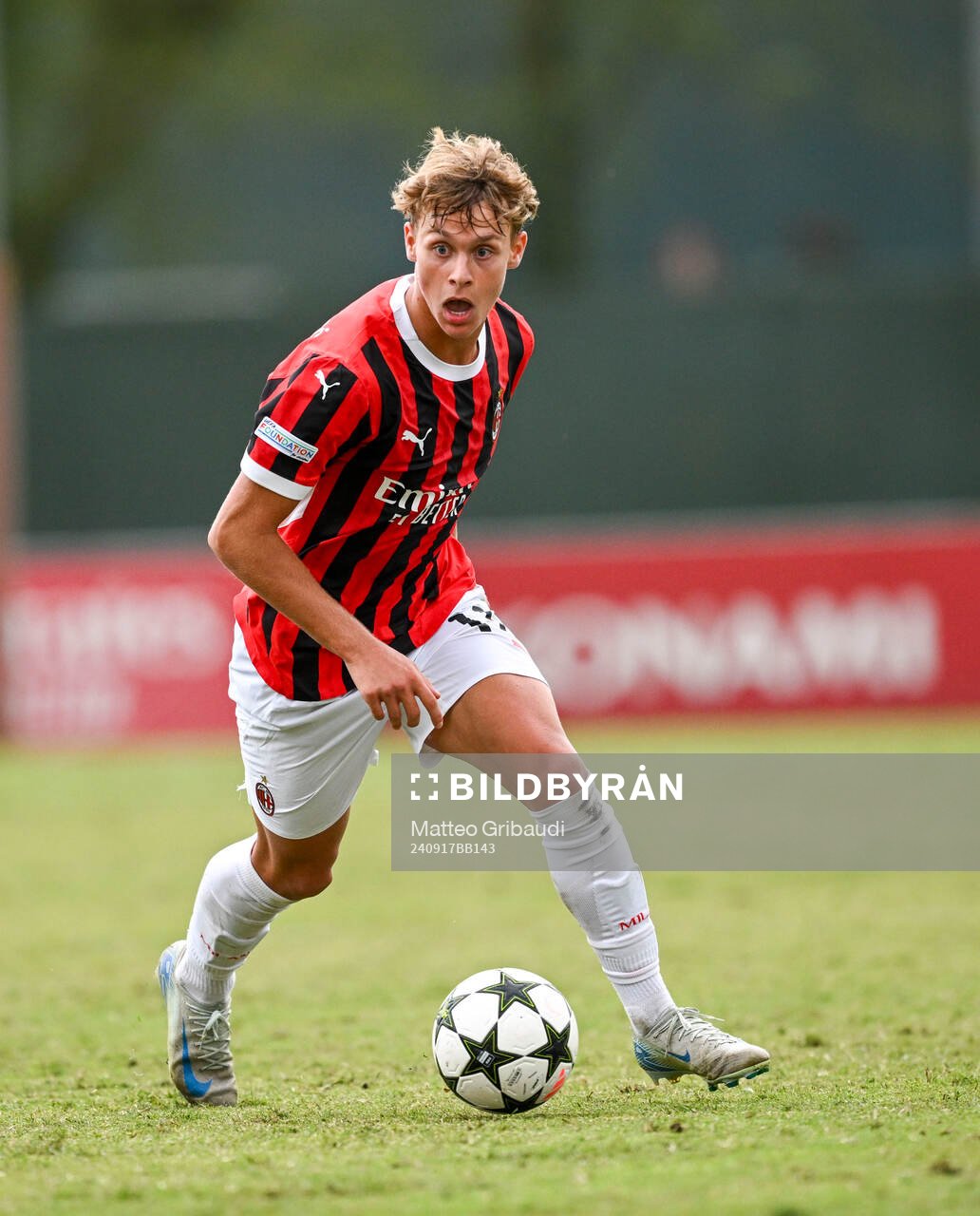 Milans Maximilian Ibrahimovic during the Uefa Youth League game between AC Milan vs Liverpool on September 17, 2024 in Milan, Italy.