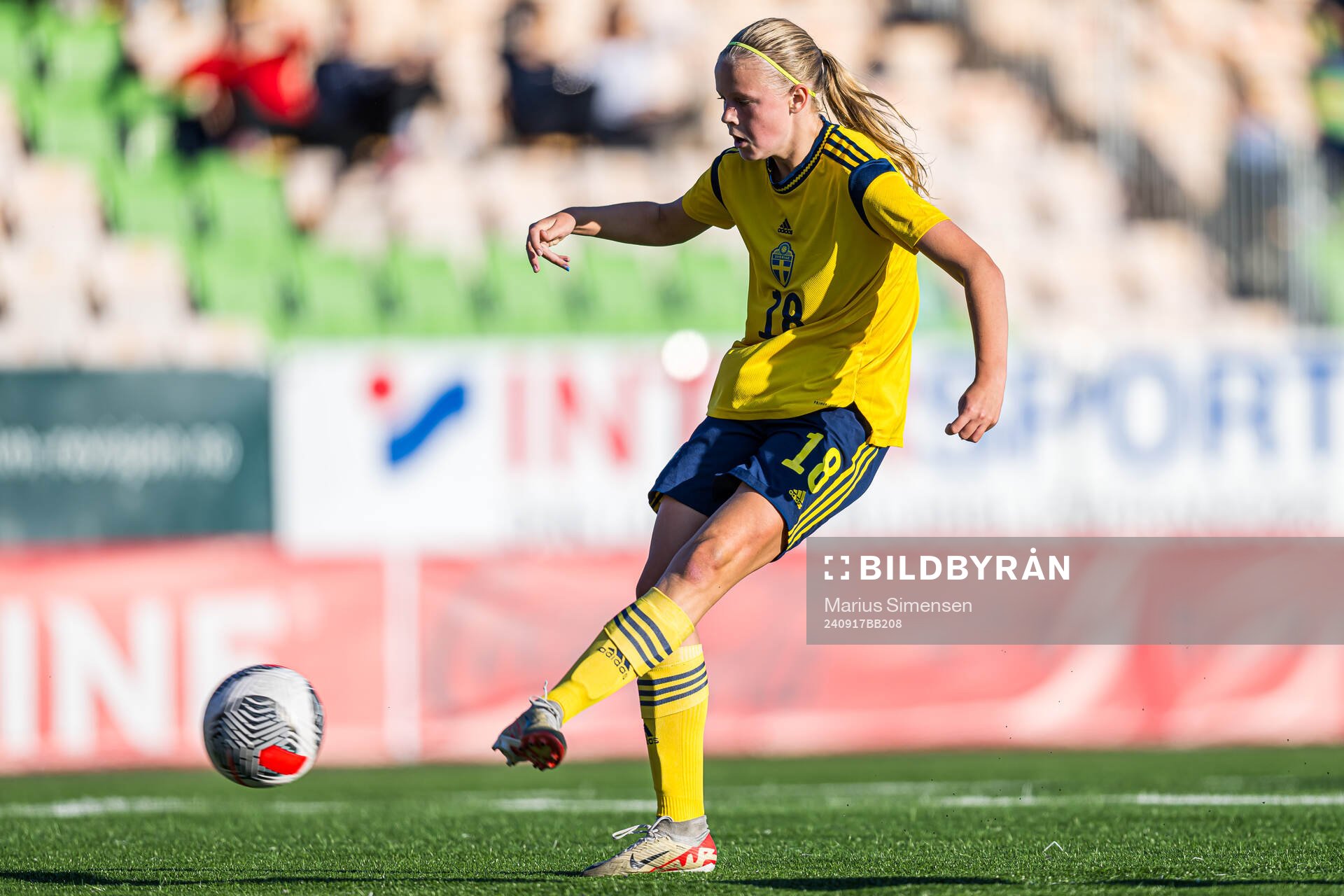 Thelma Alexandersson of Sweden during the under 15 friendly match between Norway and Sweden on September 17, 2024 in Jessheim.
