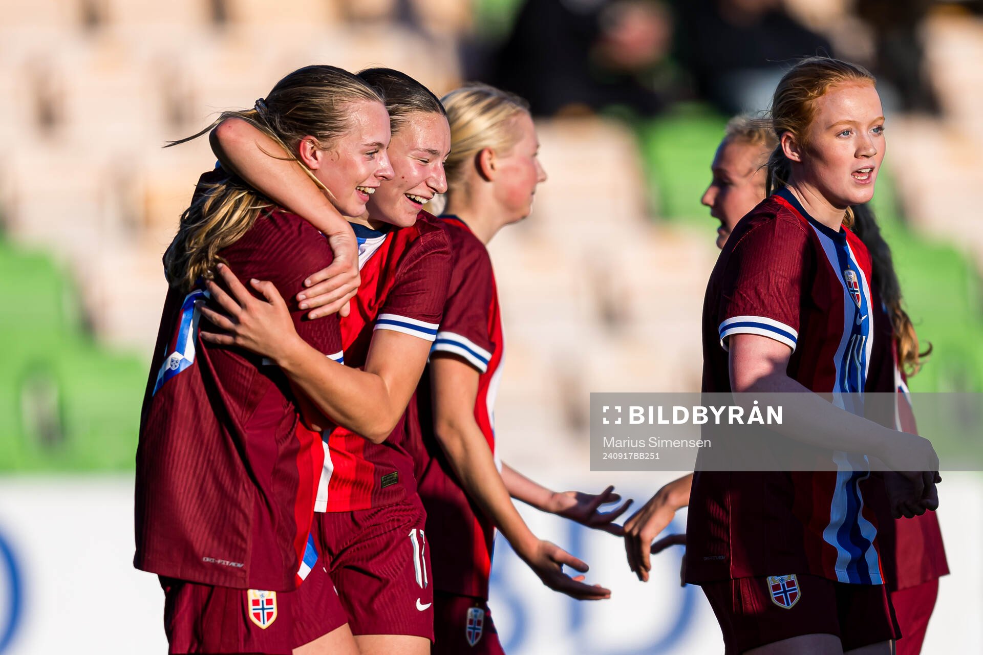 Johanna Fedeler of Norway celebrates after scoring the 1-1 goal during the under 15 friendly match between Norway and Sweden on September 17, 2024 in Jessheim.