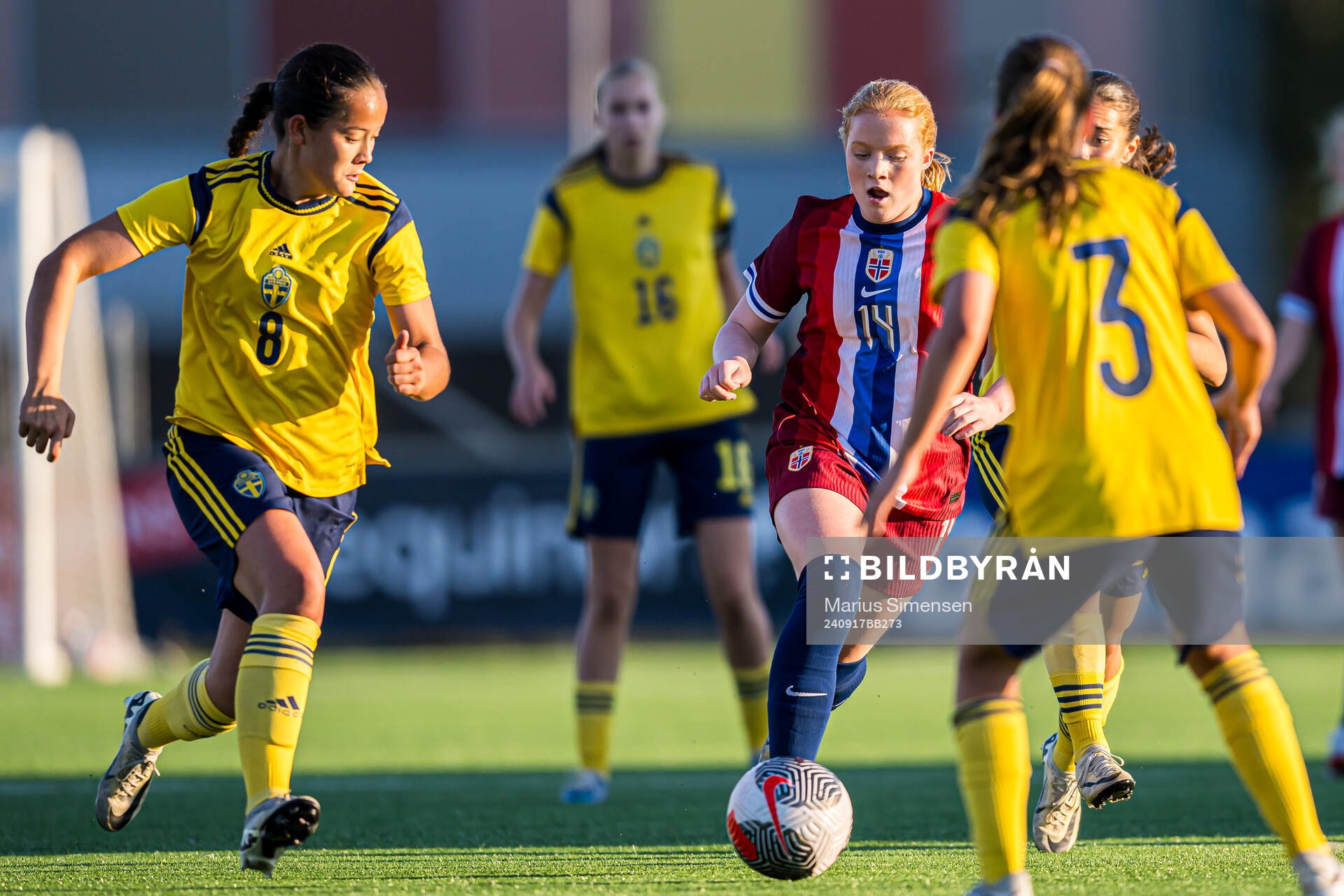 Vilde Riis Vinje of Norway during the under 15 friendly match between Norway and Sweden on September 17, 2024 in Jessheim.