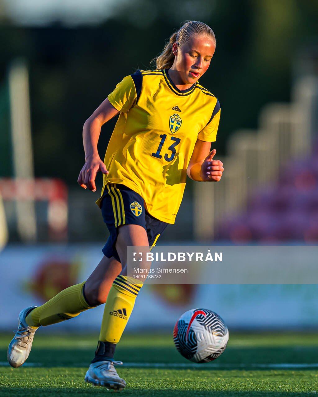 Stina Myrén of Sweden during the under 15 friendly match between Norway and Sweden on September 17, 2024 in Jessheim.