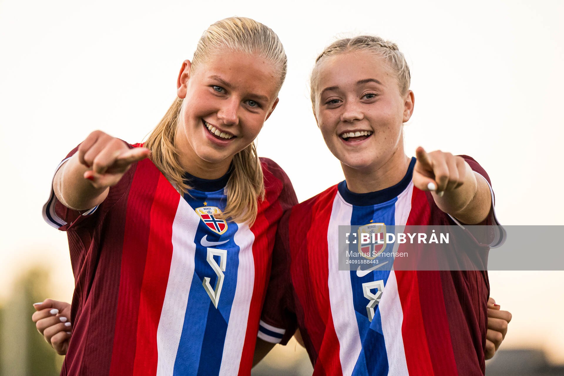 Marie Moen Preus and Tomine Enger of Norway celebrates