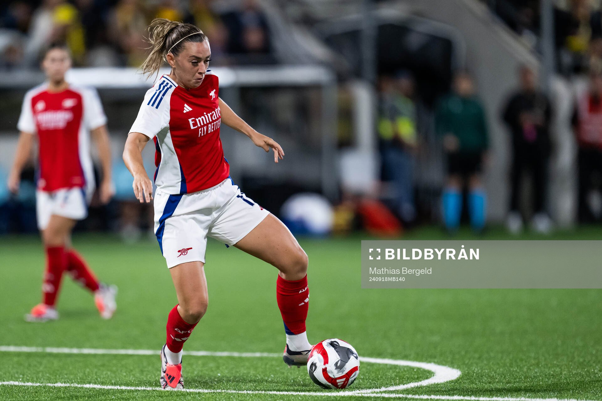 Katie McCabe of Arsenal during the UEFA Women's Champions League qualifying match between Häcken and Arsenal on September 18, 2024 in Gothenburg.