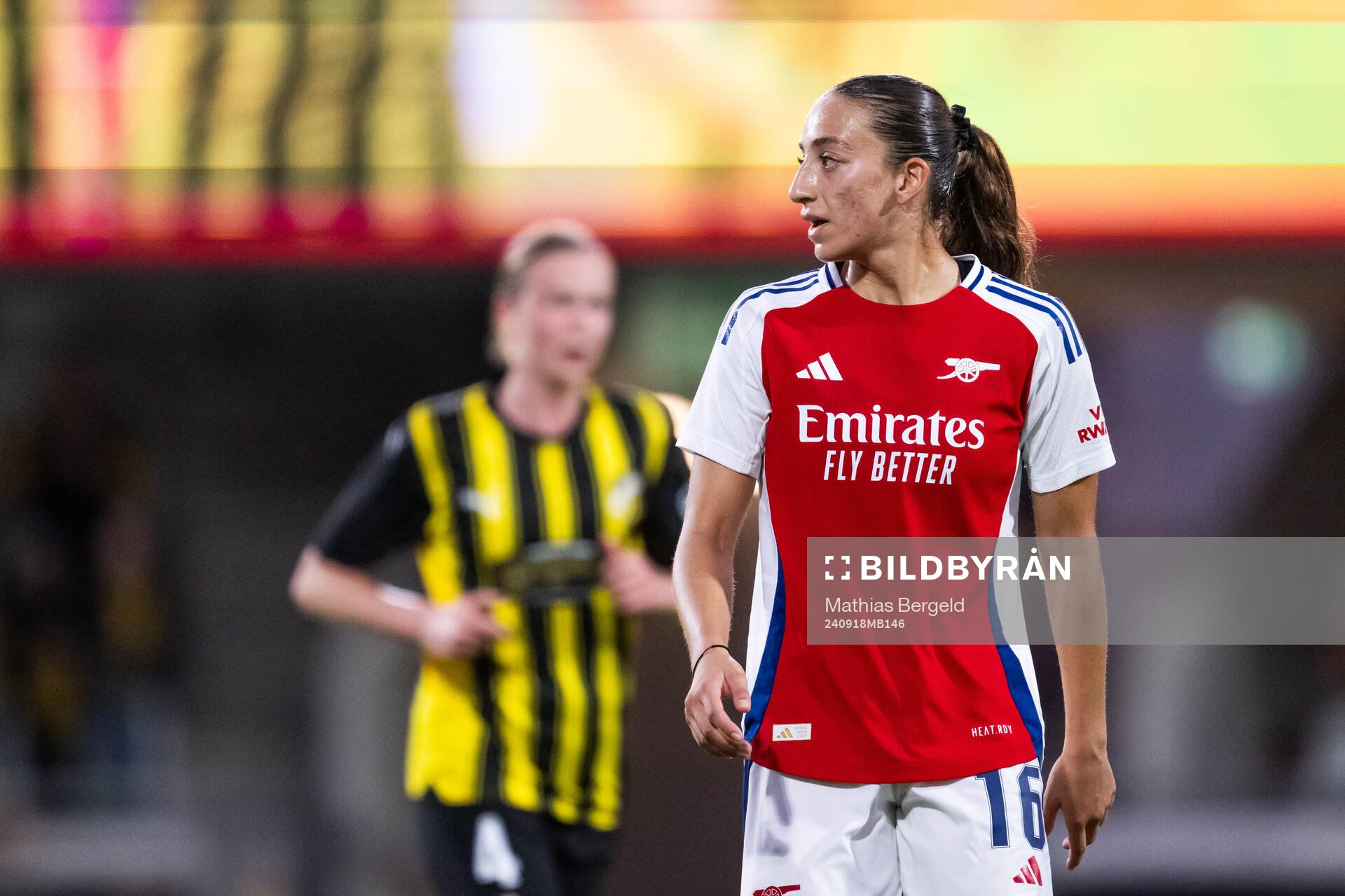 Rosa Kafaji of Arsenal during the UEFA Women's Champions League qualifying match between Häcken and Arsenal on September 18, 2024 in Gothenburg.