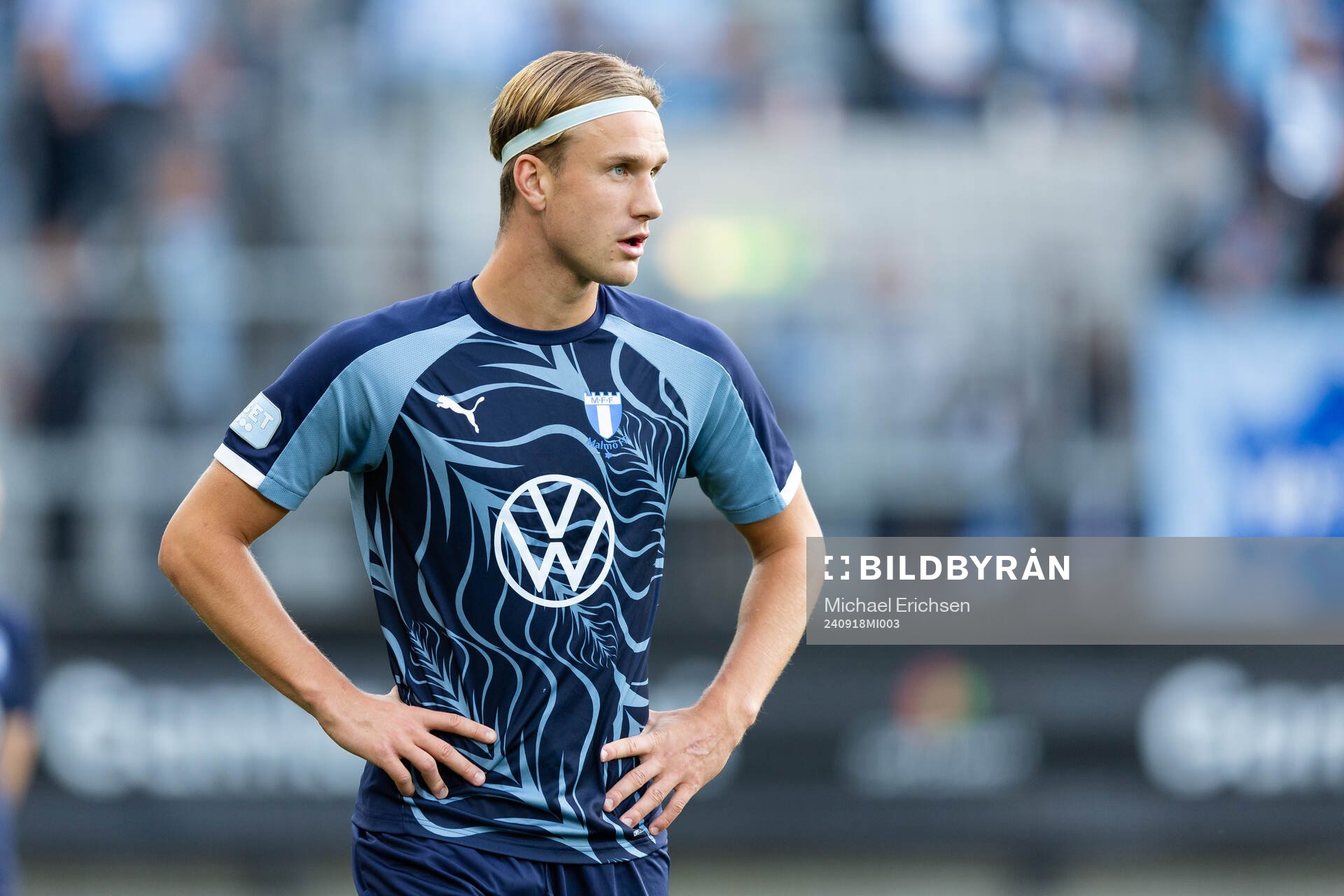 Malmö FFs Erik Botheim innan fotbollsmatchen i Allsvenskan