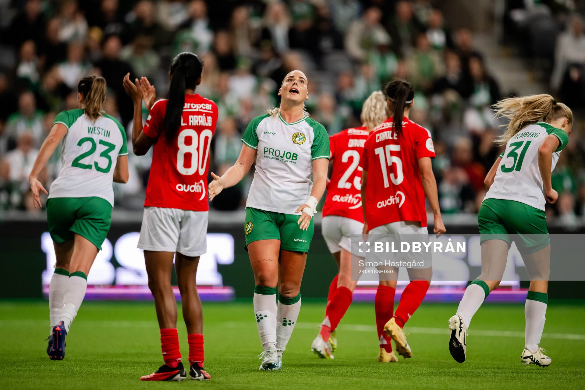 Cathinka Tandberg  of Hammarby looks dejected