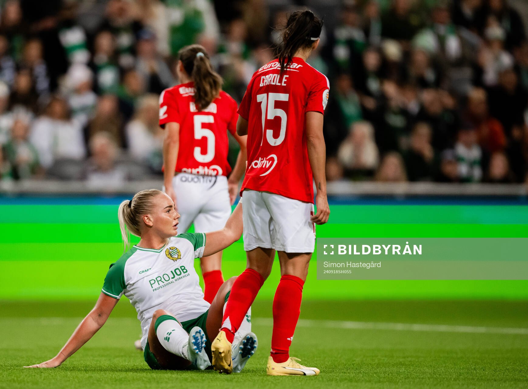 Cathinka Tandberg  of Hammarby reacts