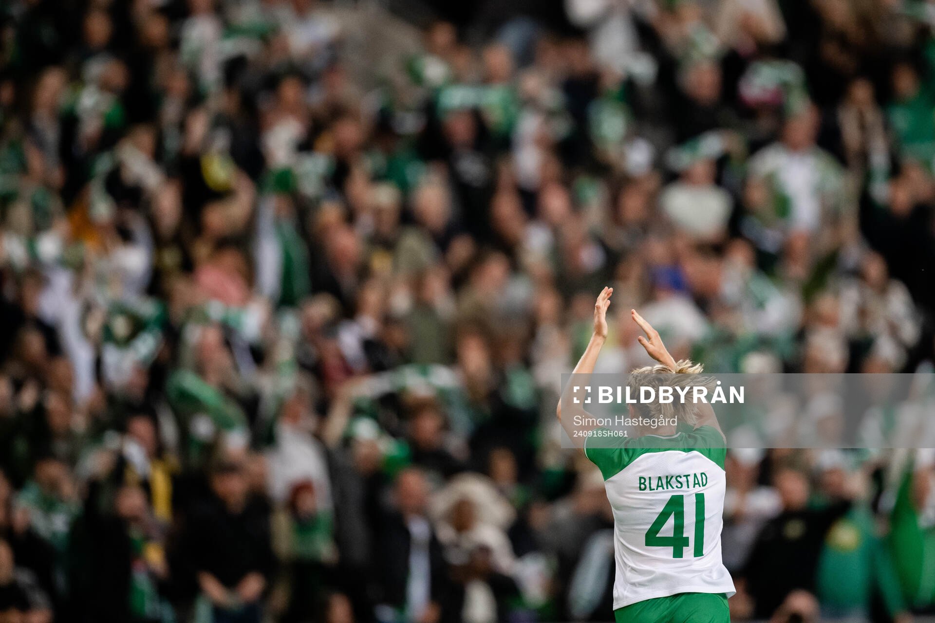 Julie Blakstad of Hammarby celebrates the 1-0 goal