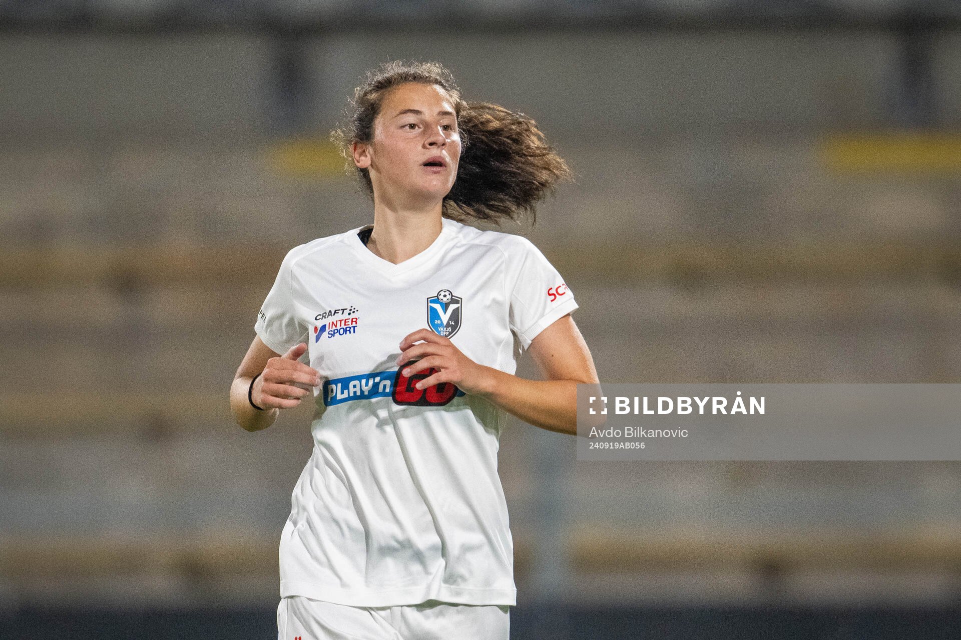 Växjö DFFs Vasiliki Giannaka under fotbollsmatchen i Damallsvenskan mellan FC Rosengård och Växjö DFF den 19 september 2024 i Malmö. 