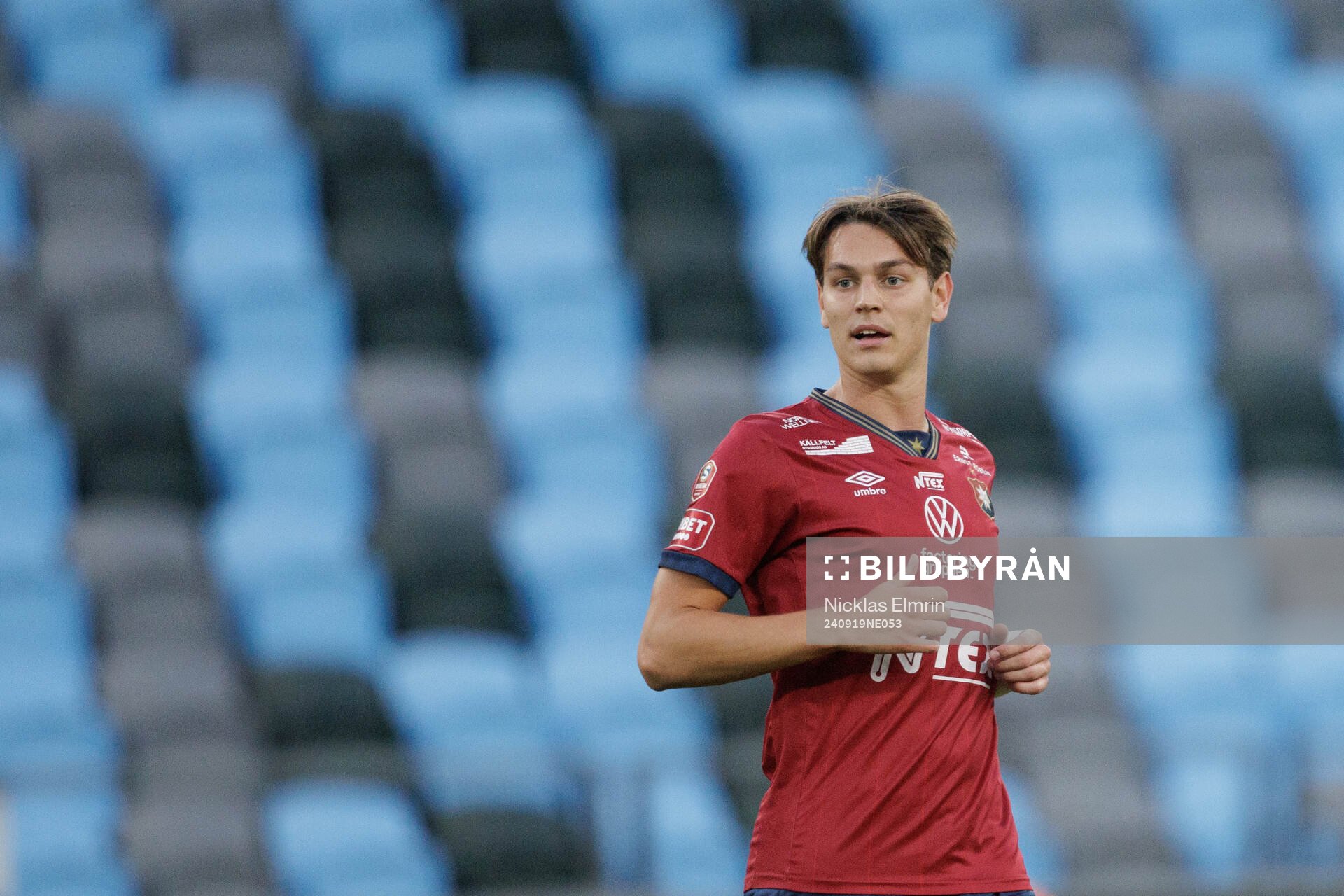 Örgrytes Noah Christoffersson under fotbollsmatchen i Superettan mellan Örgryte och Landskrona den 19 september 2024 i Göteborg. 