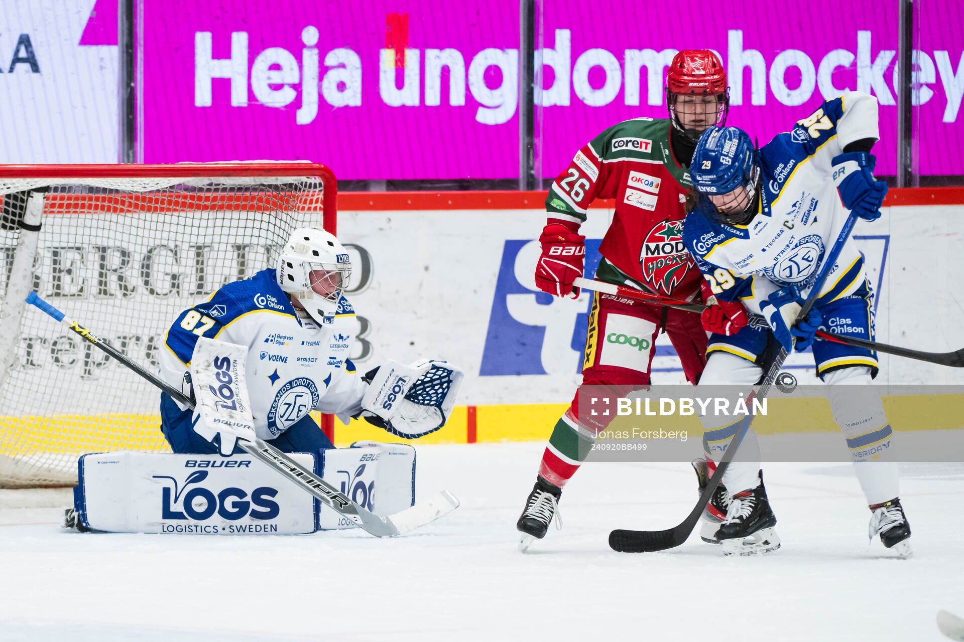 Leksands målvakt Ellen Jonsson och Courtney Vorsterunder