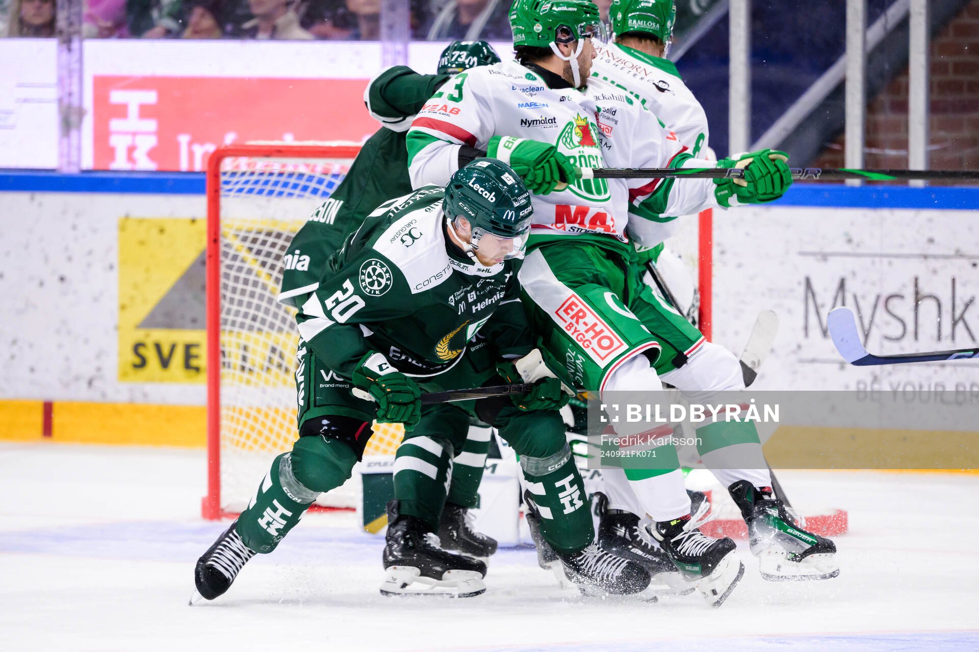 Färjestads Marcus Westfält och Rögles Josh Dickinson