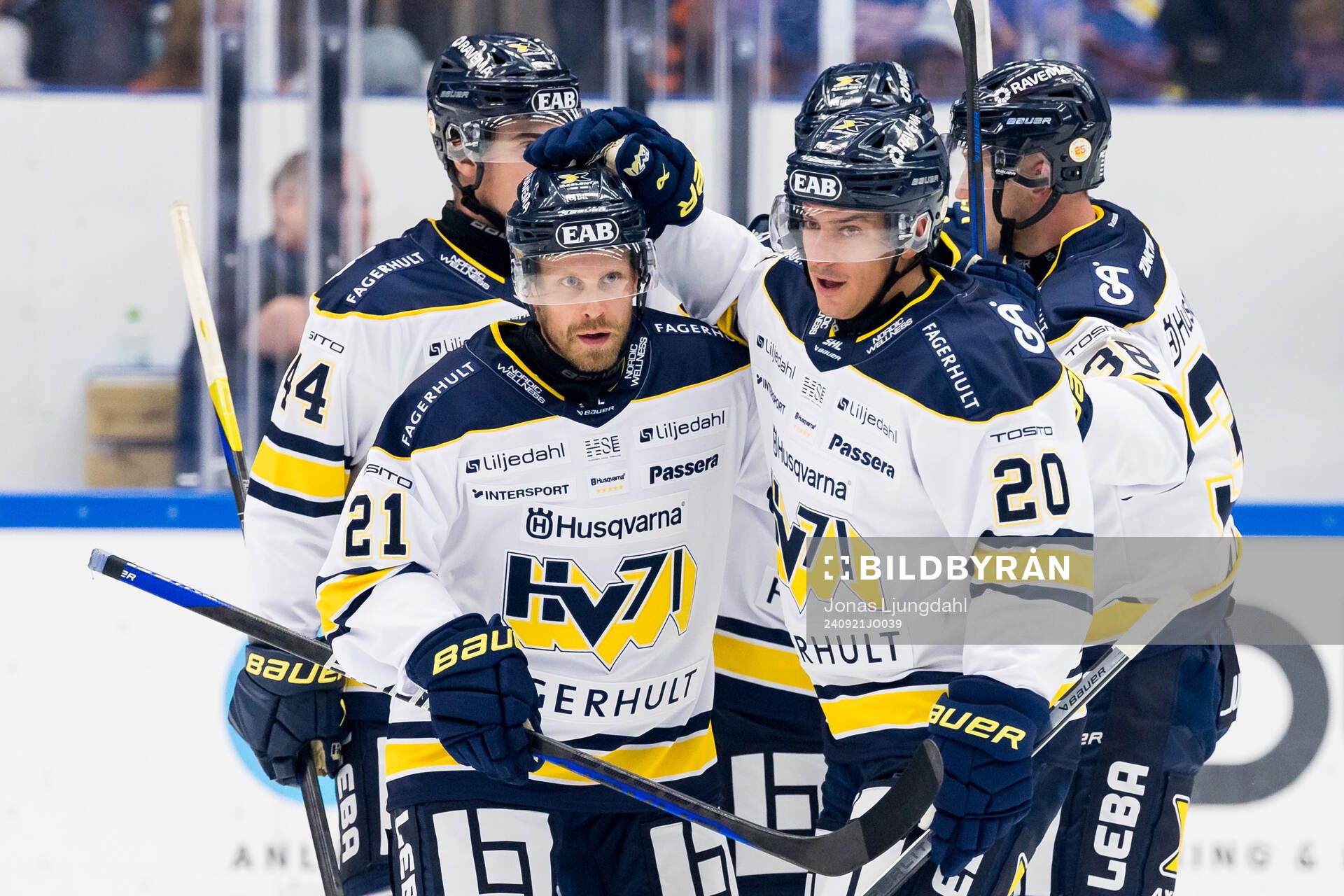 HV71s Mattias Tedenby jublar med lagkamrater