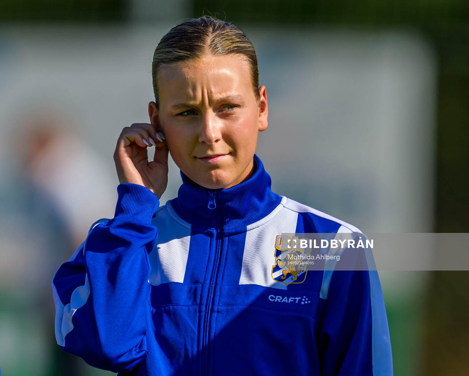 IFK Göteborgs Wilma Lantz inför fotbollsmatchen i Division 1 södra mellan Eskilsminne och IFK Göteborg den 21 september 2024 i Helsingborg.