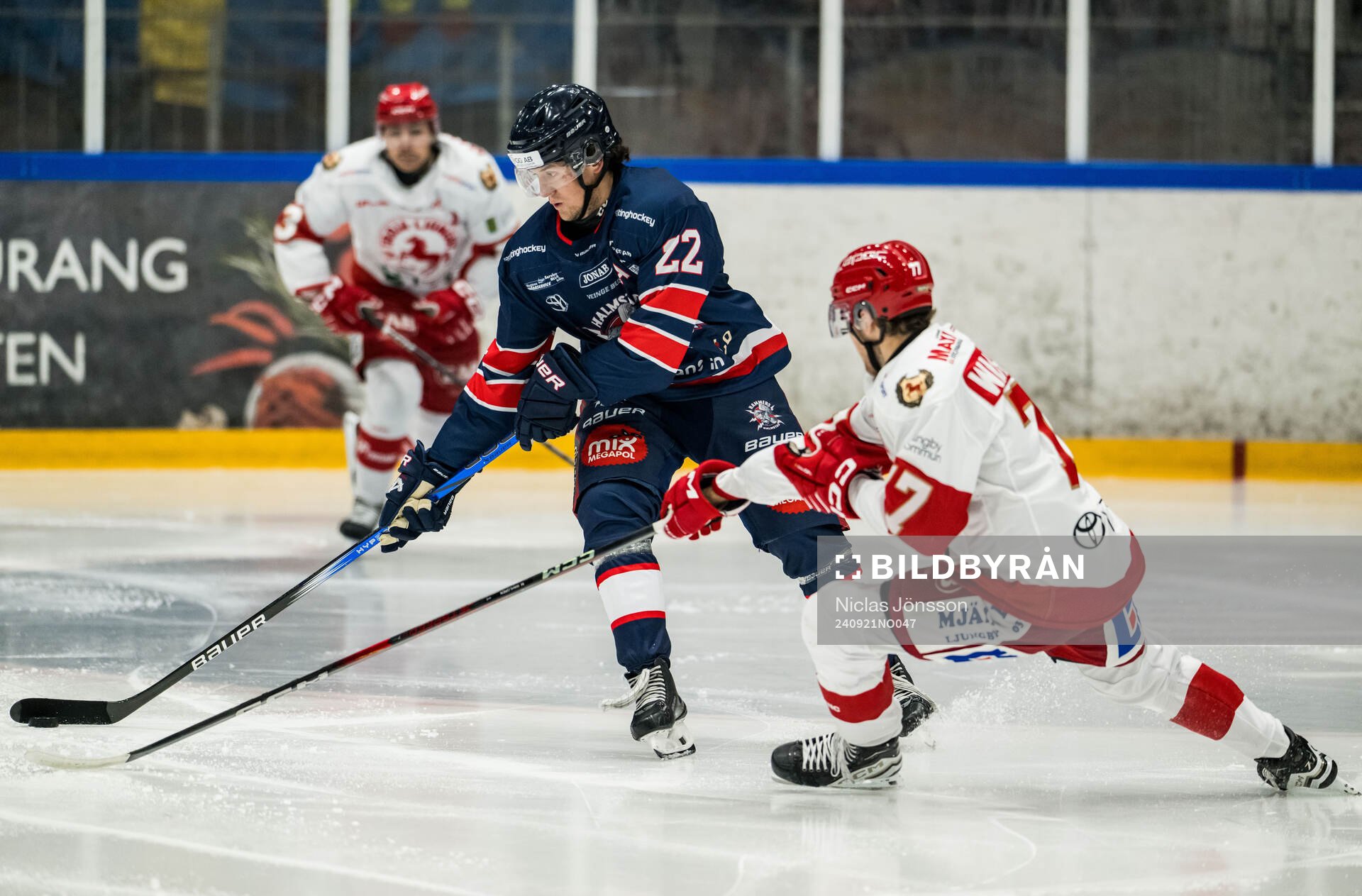 Halmstads Victor Gagic och Troja/Ljungbys Max Wahlgren