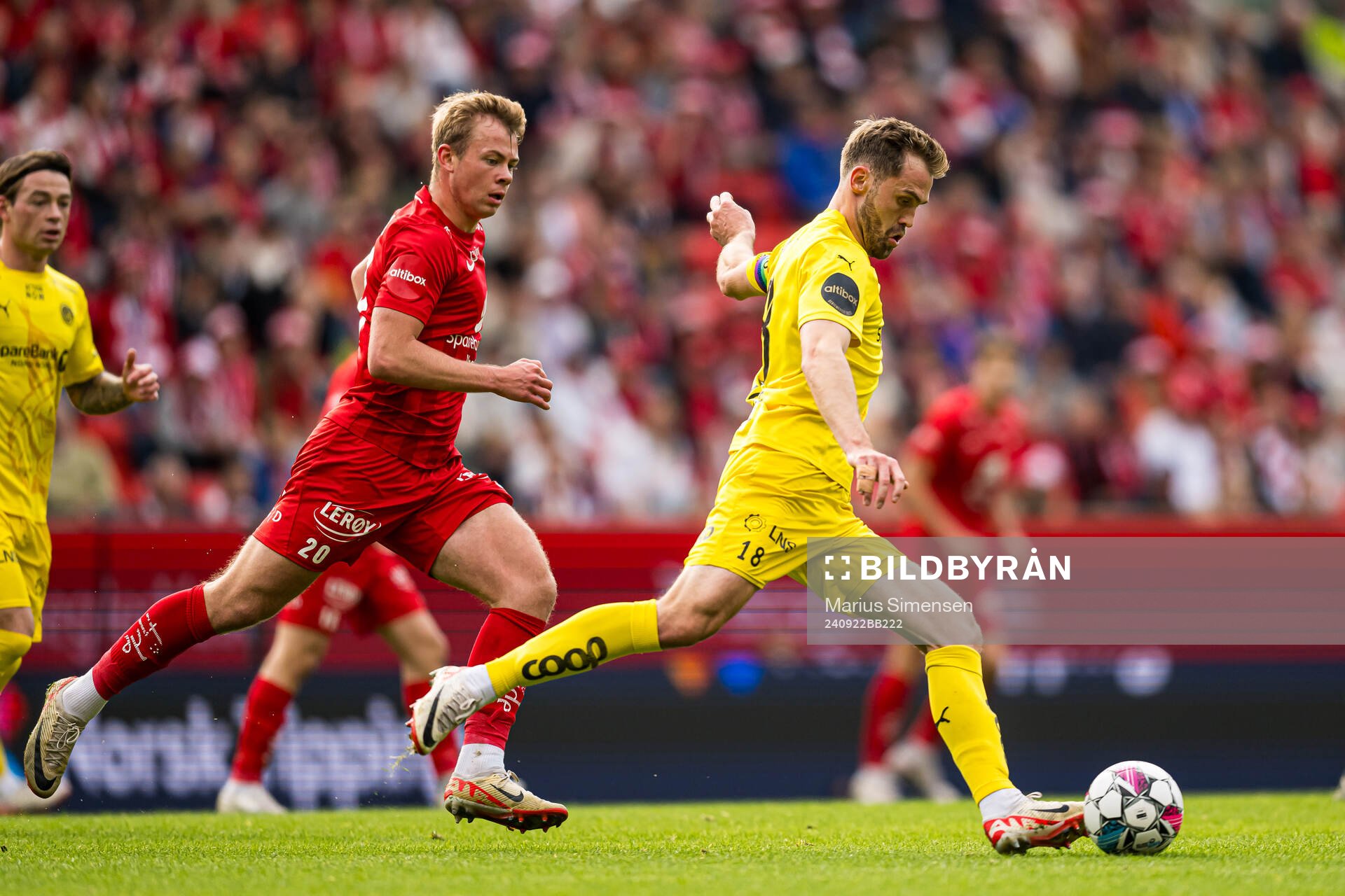 Brede Mathias Moe of Bodø/Glimt during the Eliteserien match between Brann and Bodø/Glimt on September 22, 2024 in Bergen. 