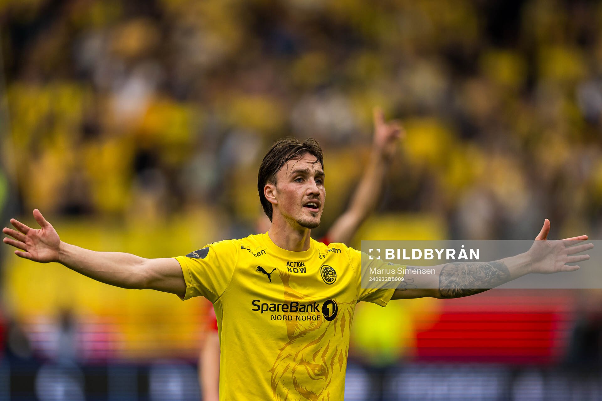 Andreas Helmersen of Bodø/Glimt during the Eliteserien match between Brann and Bodø/Glimt on September 22, 2024 in Bergen. 