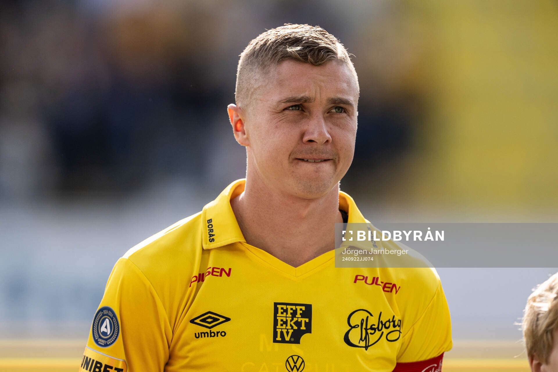 Elfsborgs Sebastian Holmen under fotbollsmatchen i Allsvenskan mellan Elfsborg och Hammarby den 22 september 2024 i Borås. 