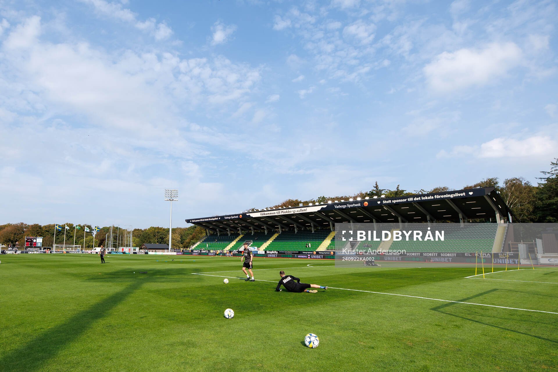 Påskbergsvallen inför fotbollsmatchen i Superettan mellan Varberg och Brage den 22 september 2024 i Varberg. 