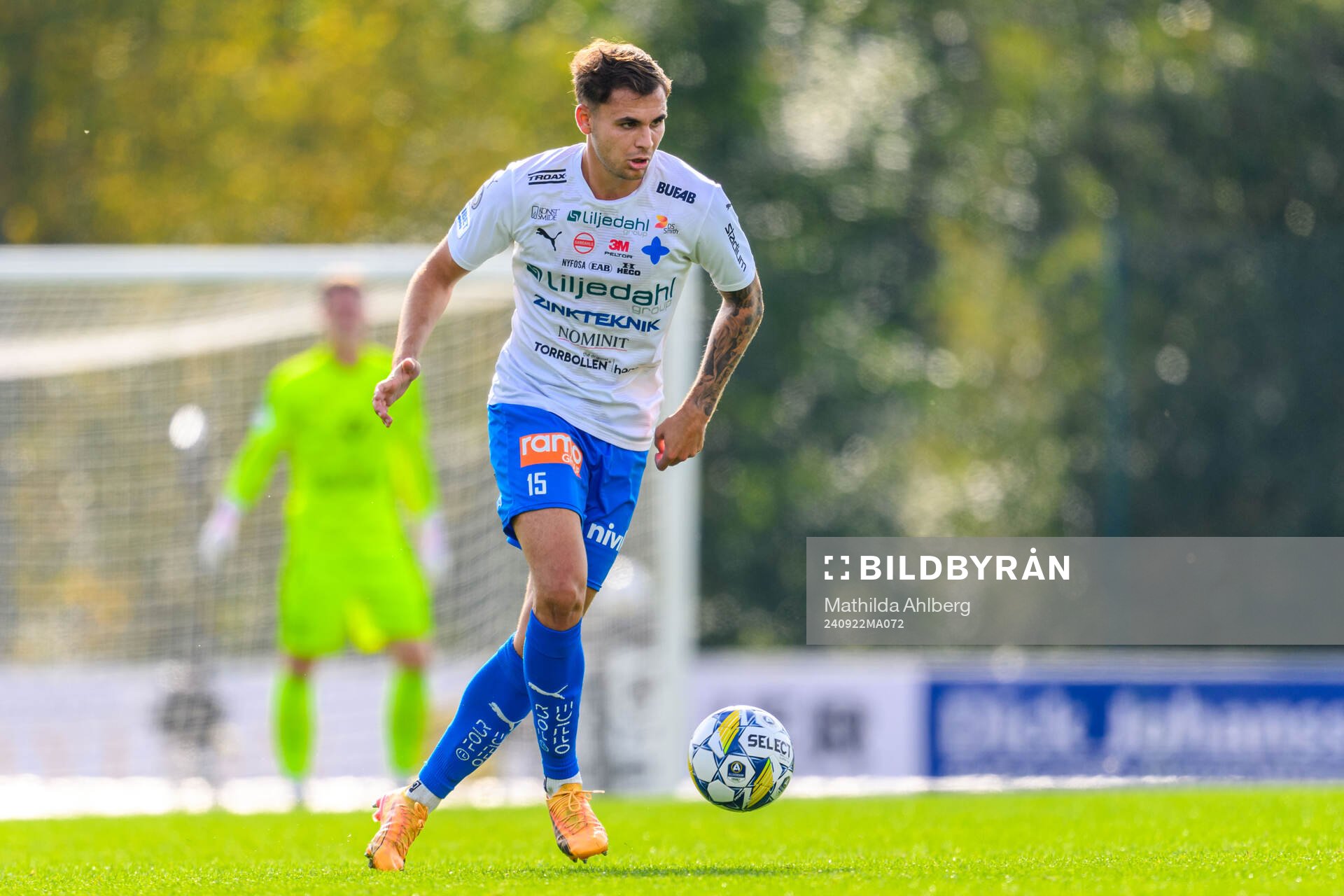 Värnamos Michael Steinwender  under fotbollsmatchen i Allsvenskan mellan Värnamo och Västerås den 22 september 2024 i Värnamo. 