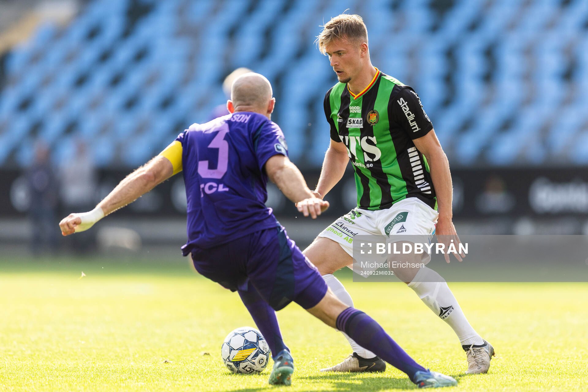 GAIS Alexander Ahl Holmström under fotbollsmatchen i Allsvenskan mellan GAIS och Djurgården den 22 september 2024 i Göteborg. 