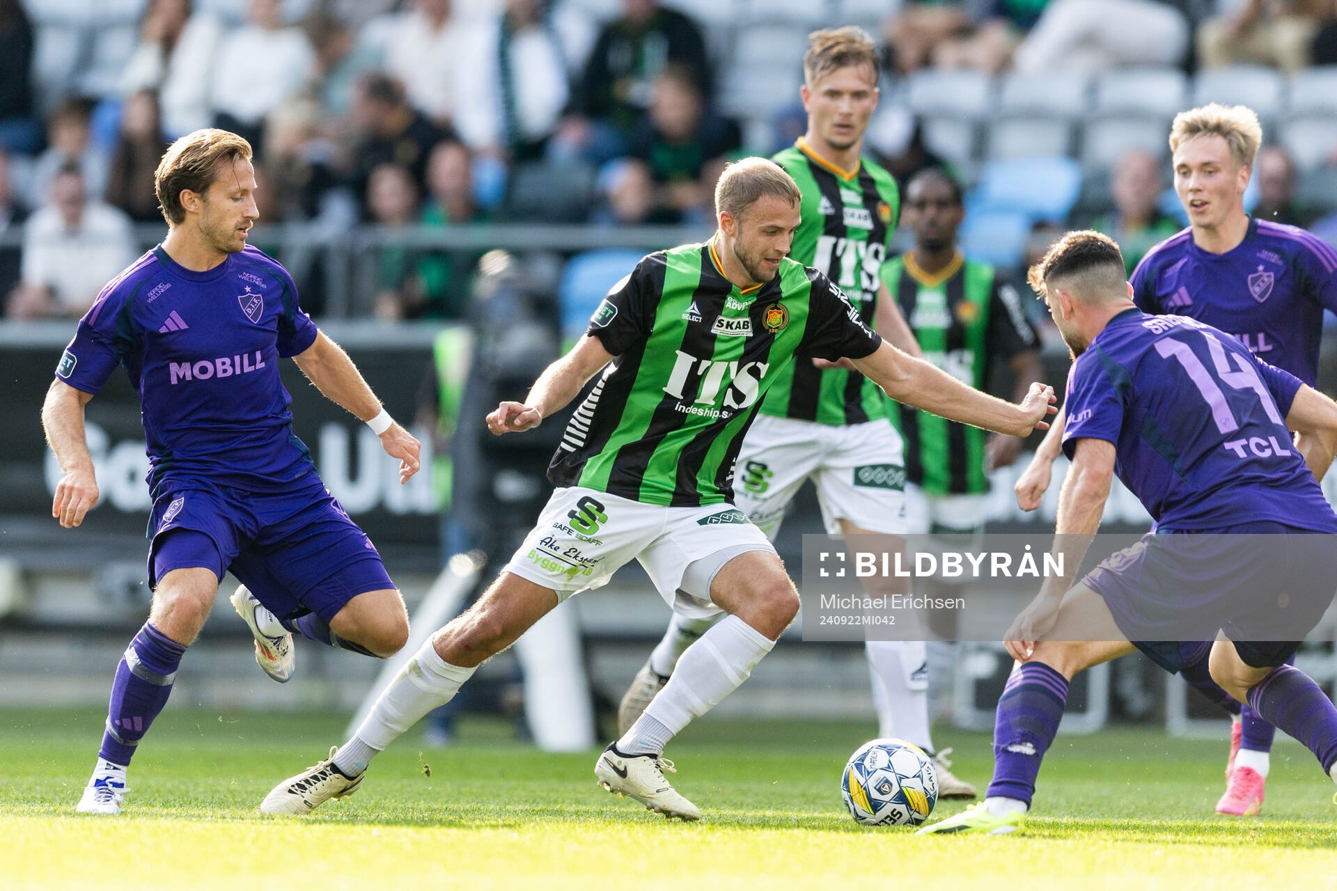 GAIS Gustav Lundgren under fotbollsmatchen i Allsvenskan mellan GAIS och Djurgården den 22 september 2024 i Göteborg. 